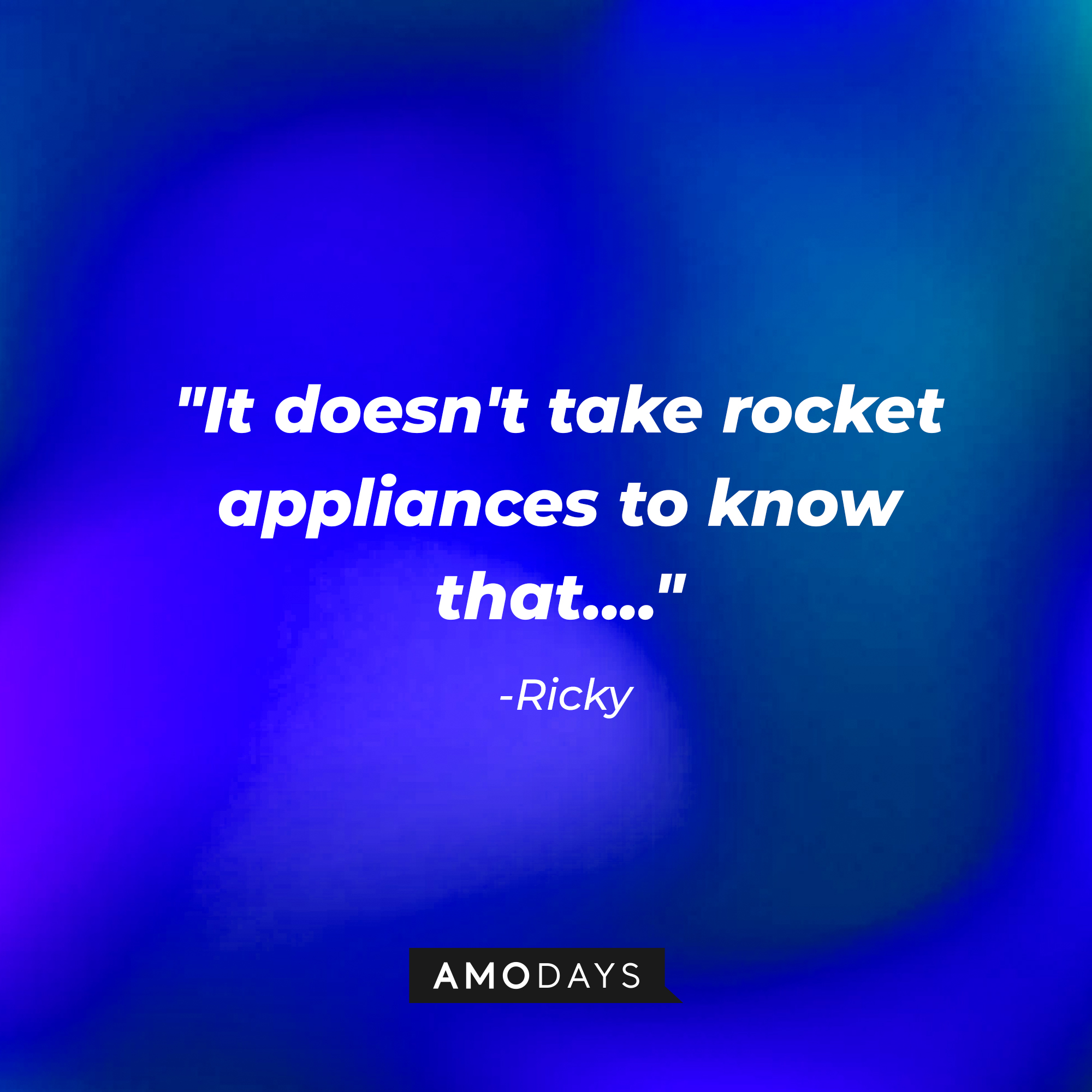 Ricky's quote, "It doesn't take rocket appliances to know that...." | Source: AmoDays