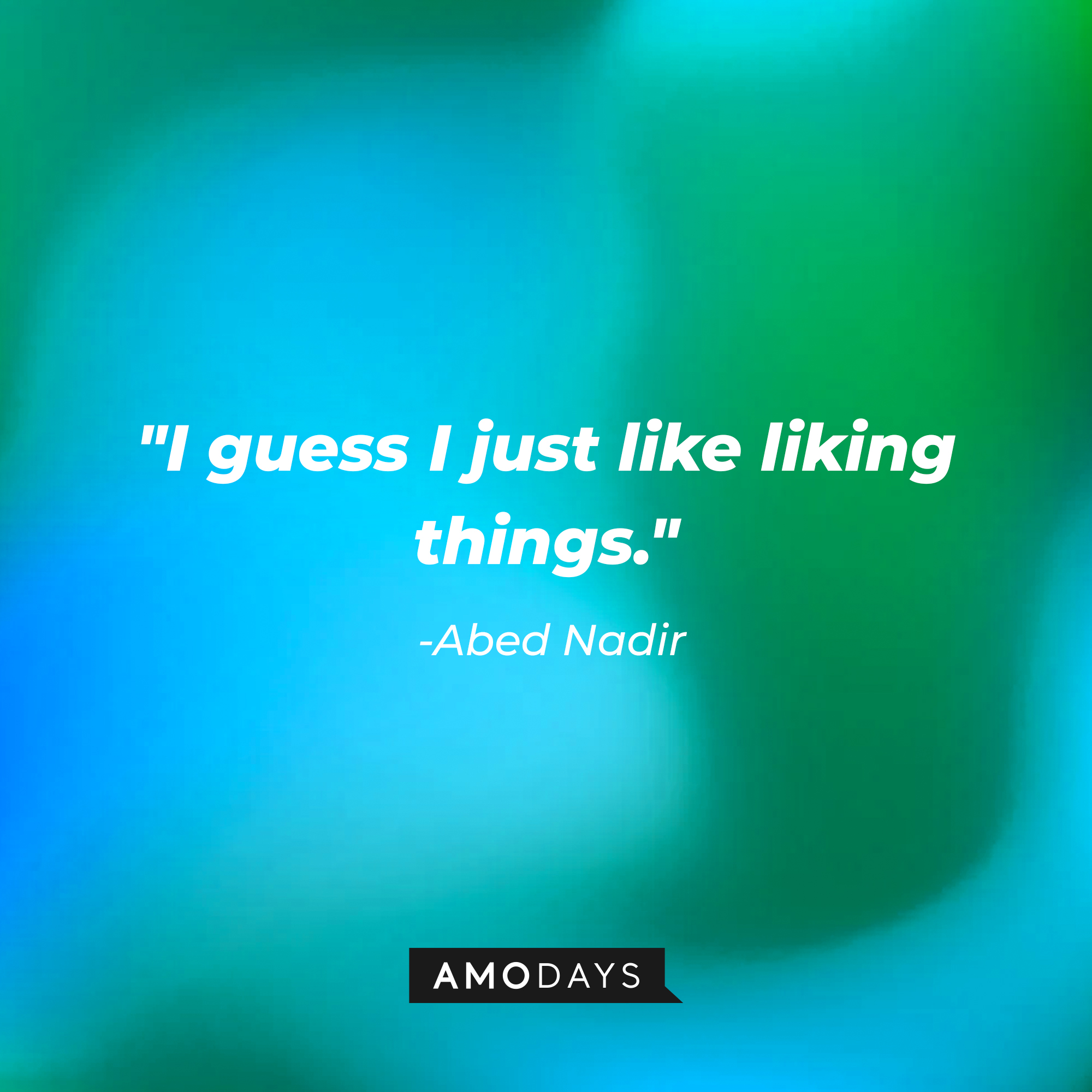 Abed Nadir’s quote: "I guess I just like liking things." | Source: AmoDays