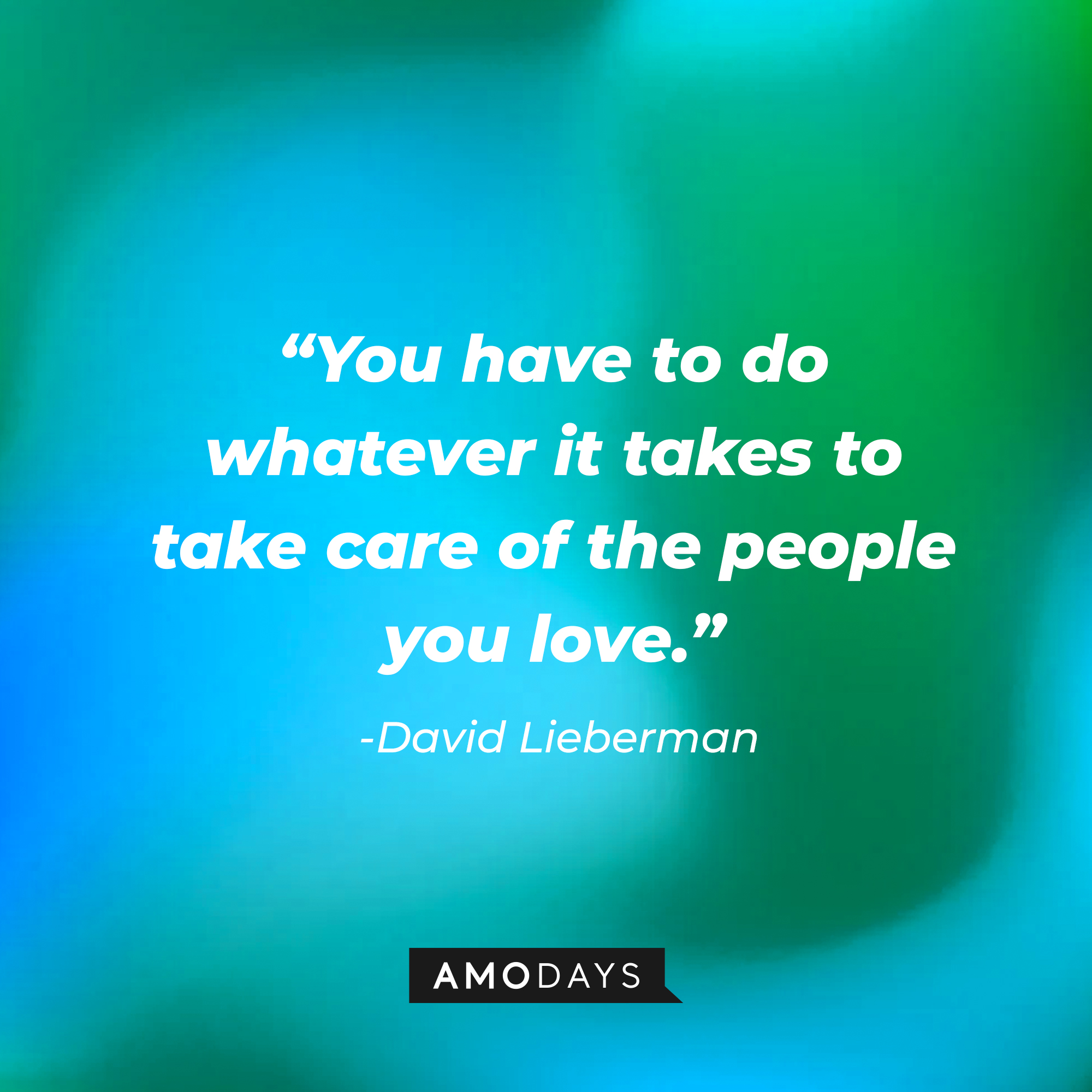 David Liebermans quote: “You have to do whatever it takes to take care of the people you love.” | Source: AmoDays