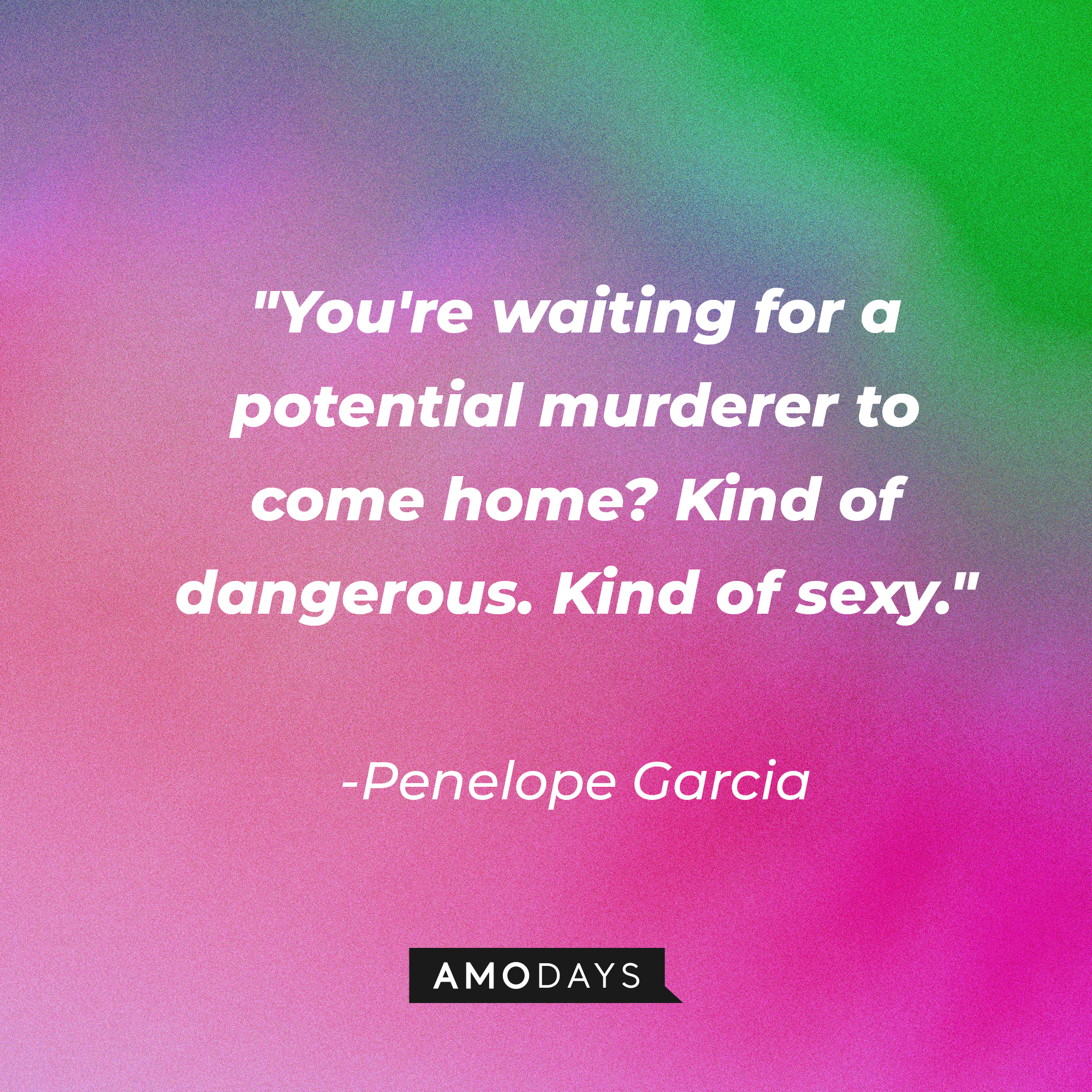 Penelope Garcia's quote: "You're waiting for a potential murderer to come home? Kind of dangerous. Kind of sexy." | Source: AmoDays