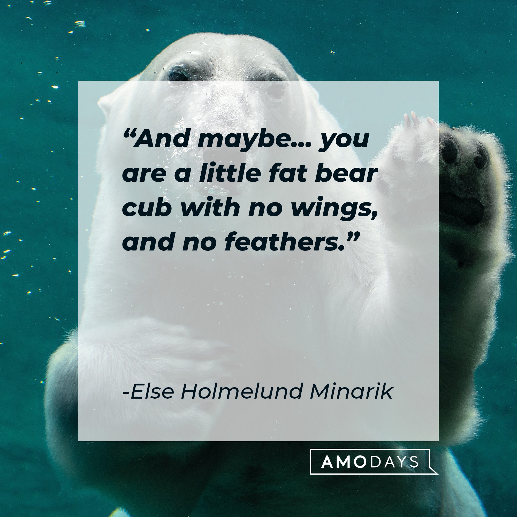 Else Holmelund Minarik’s quote: "And maybe... you are a little fat bear cub with no wings, and no feathers."  | Image: AmoDays