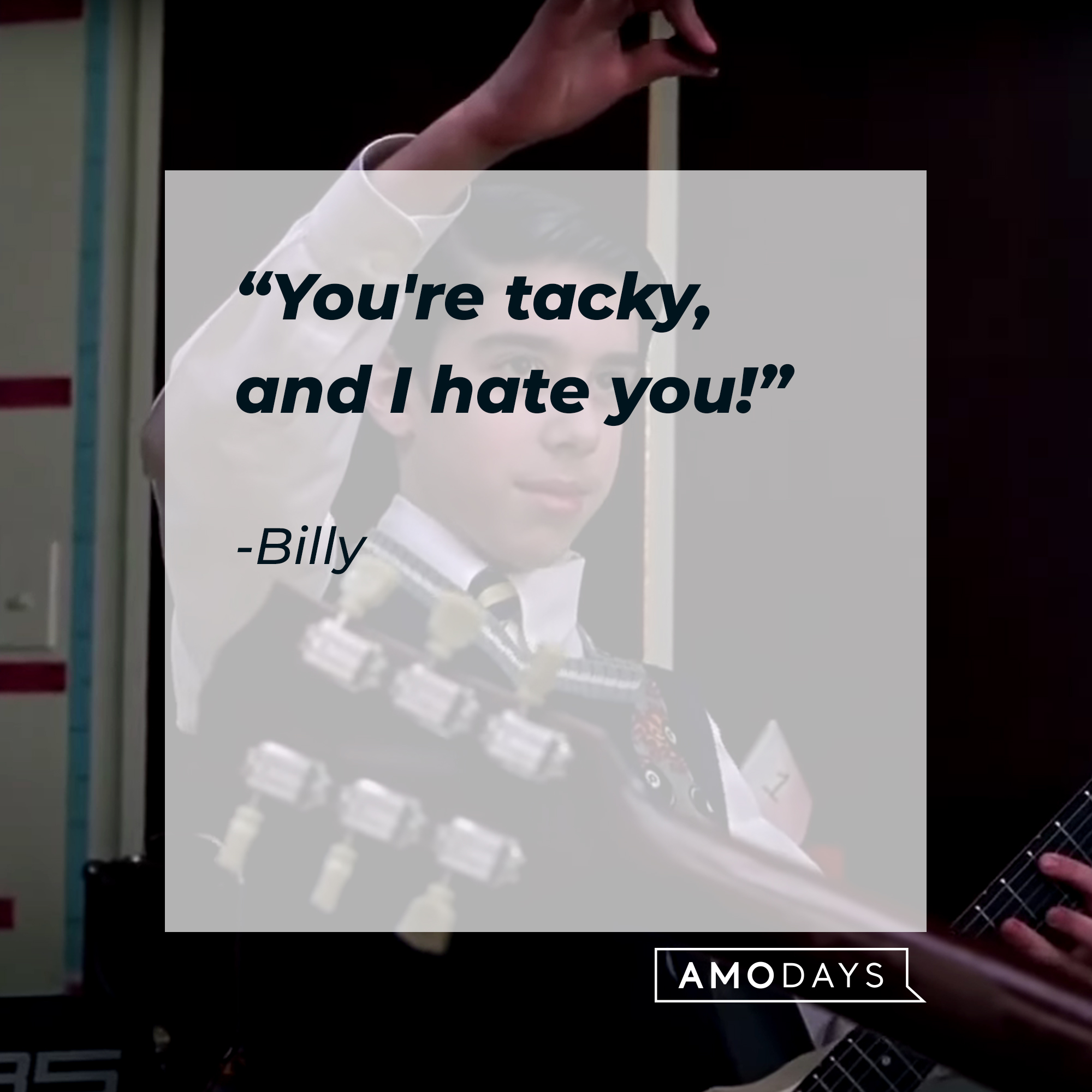 Zack, with Billy’s quote: “You're tacky, and I hate you!” | Source: youtube.com/paramountpictures