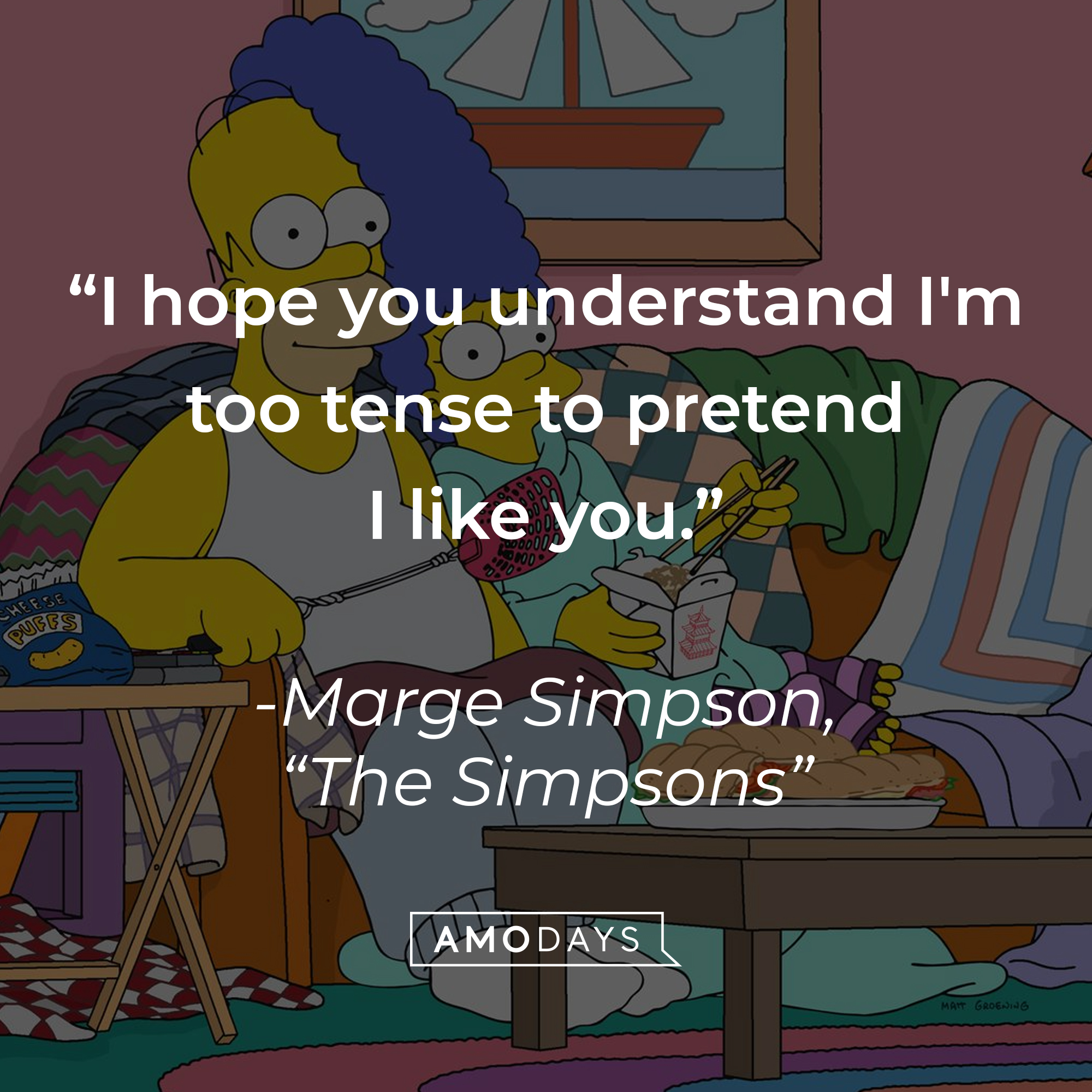 Marge Simpson's quote: "I hope you understand I'm too tense to pretend I like you." | Image: facebook.com/TheSimpsons