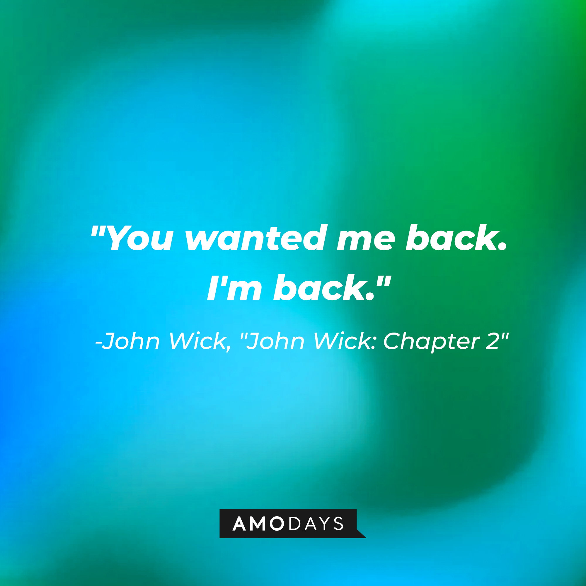 John Wick's quote: "You wanted me back. I'm back." | Source: AmoDays