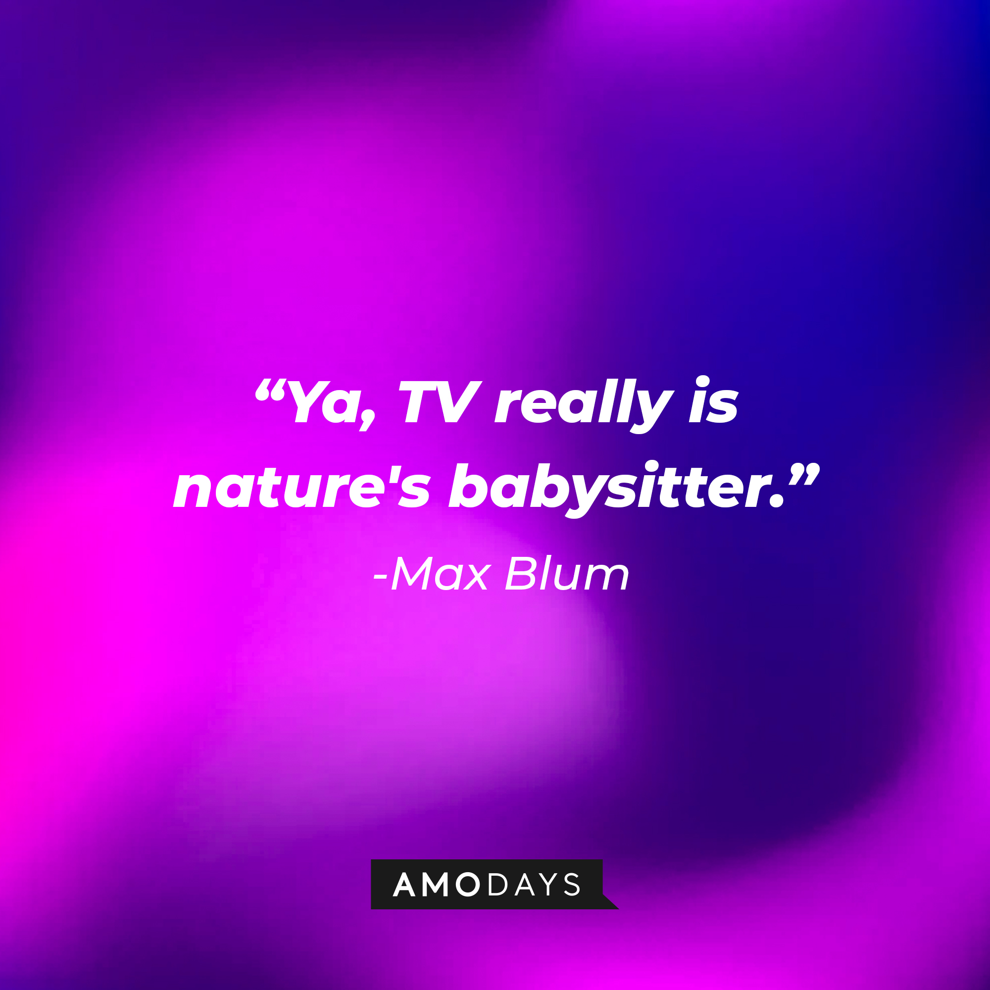 Max Blum's quote "Ya, TV really is nature's babysitter." | Source: Facebook/HappyEndings