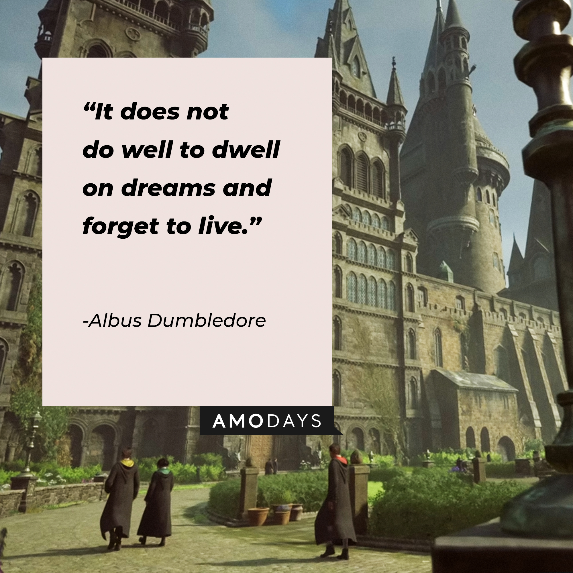 Albus Dumbledore's quote: "It does not do well to dwell on dreams and forget to live." | Source: Youtube.com/HogwartsLegacy