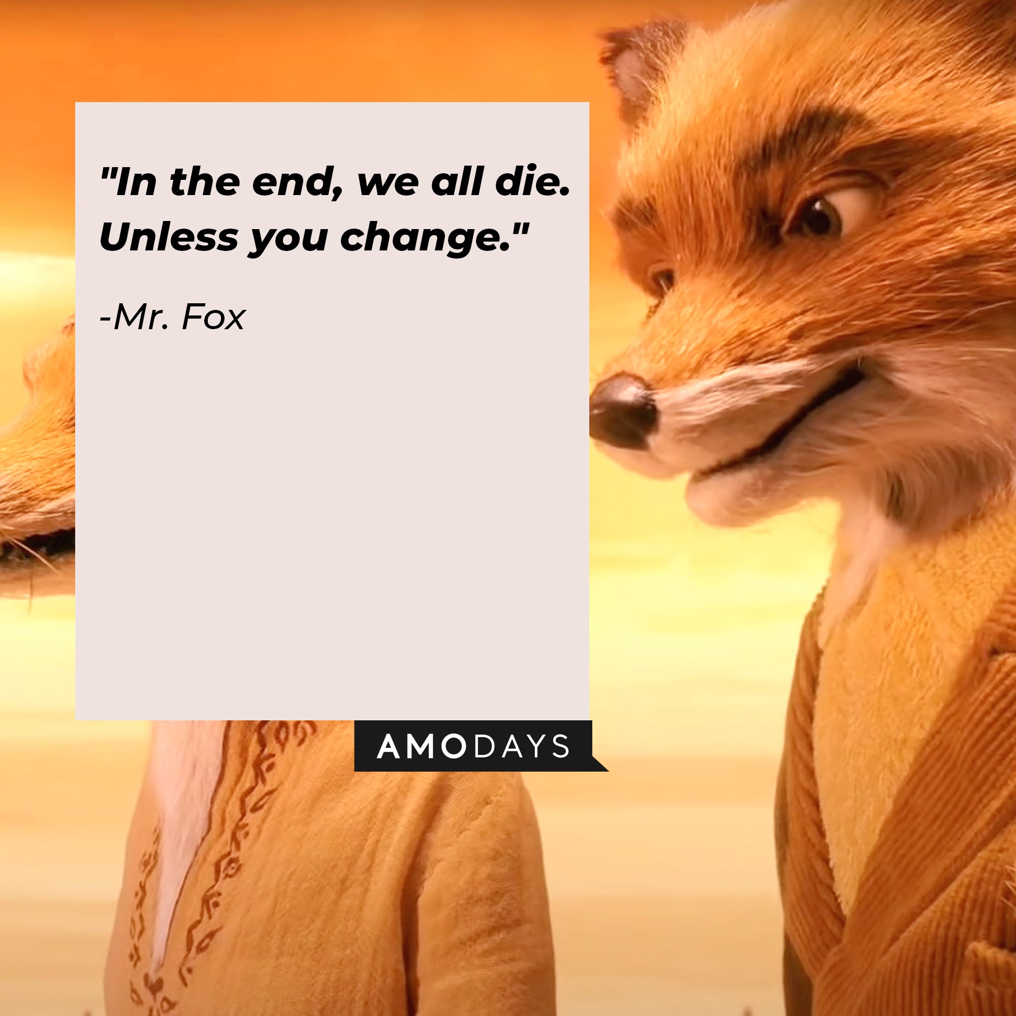  Mr. Fox's Quote: "In the end, we all die. Unless you change." | Image: AmoDays
