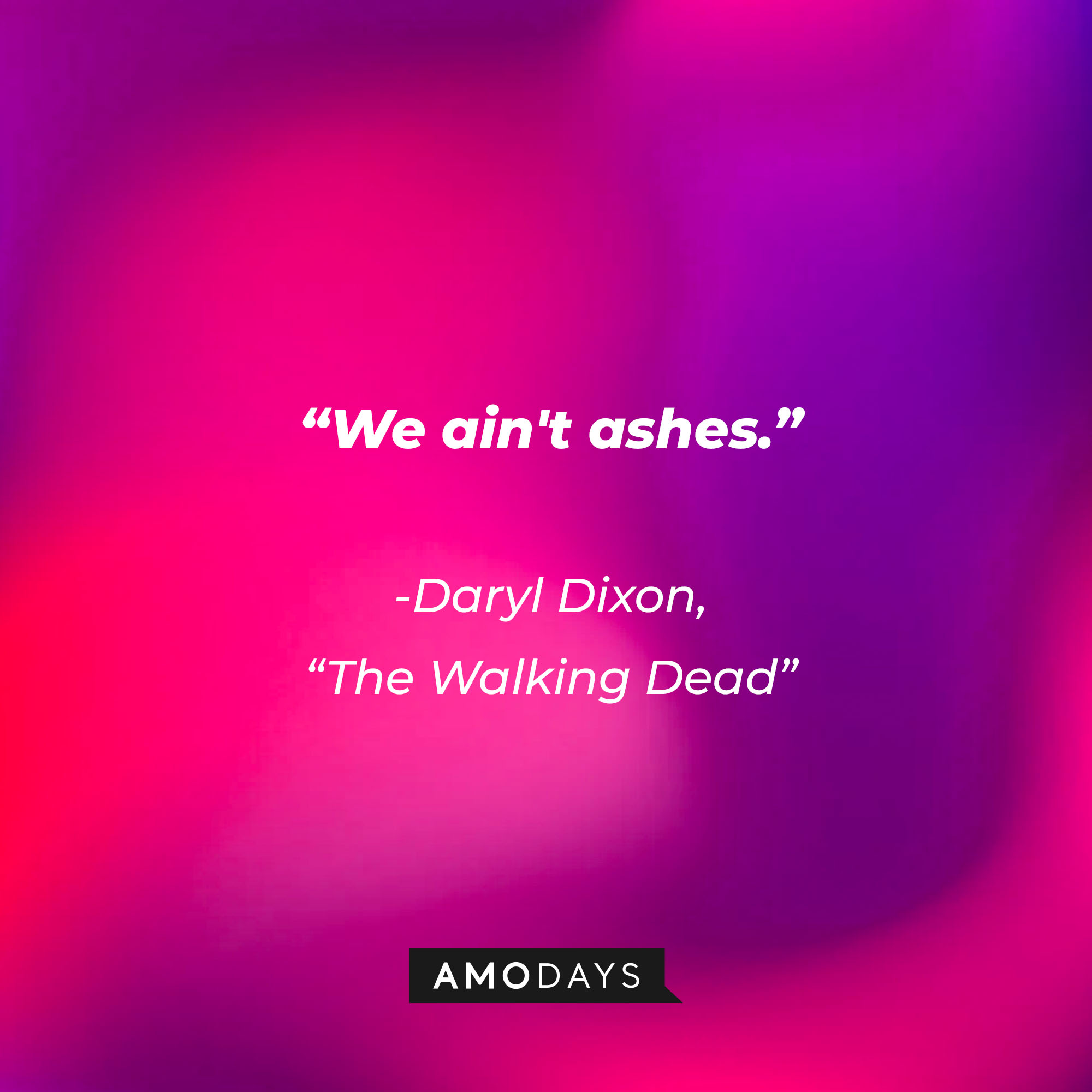 Daryl Dixon’s quote from “The Walking Dead”: “We ain't ashes.” | Source: AmoDays