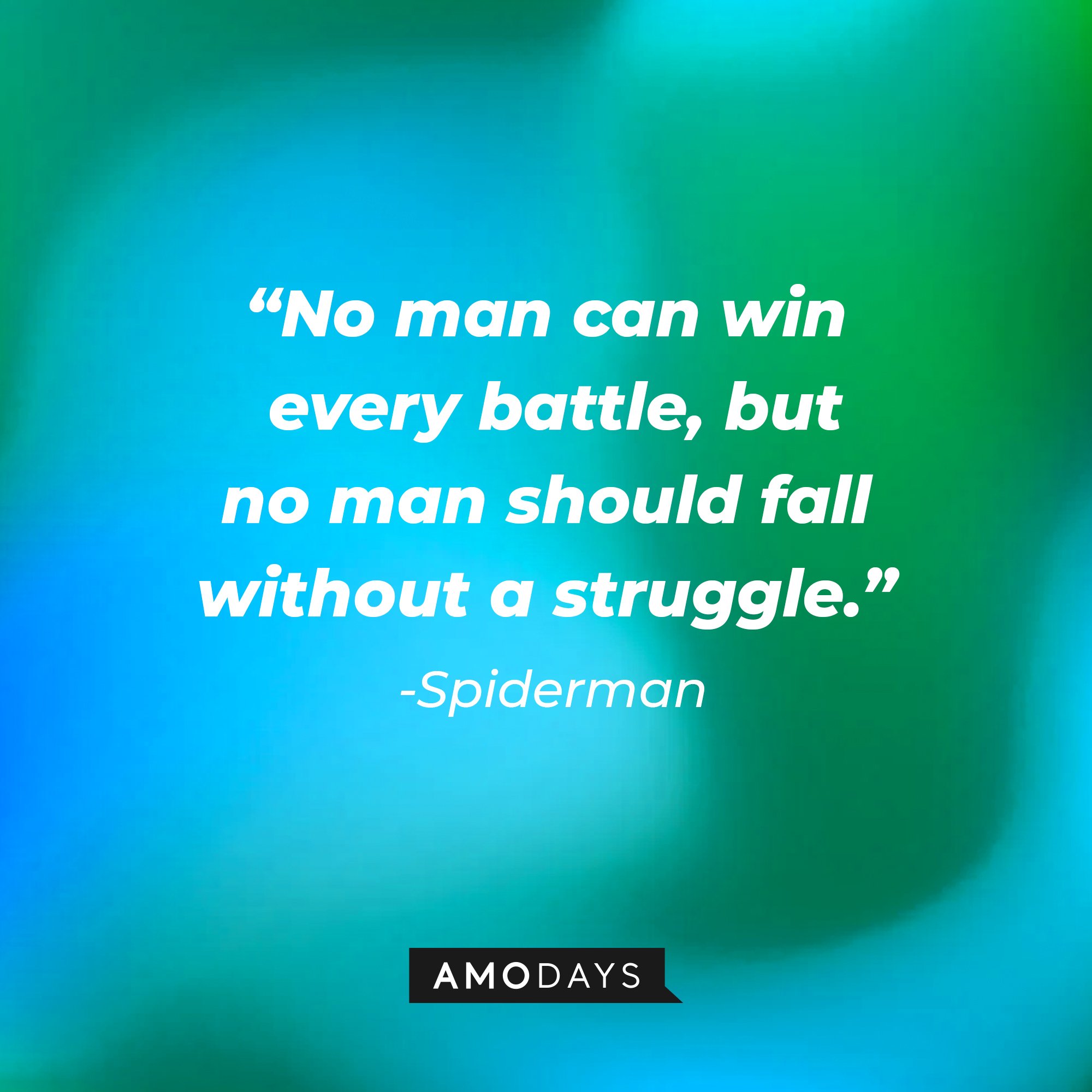 Spiderman 's quote: “No man can win every battle, but no man should fall without a struggle.” | Image: AmoDays