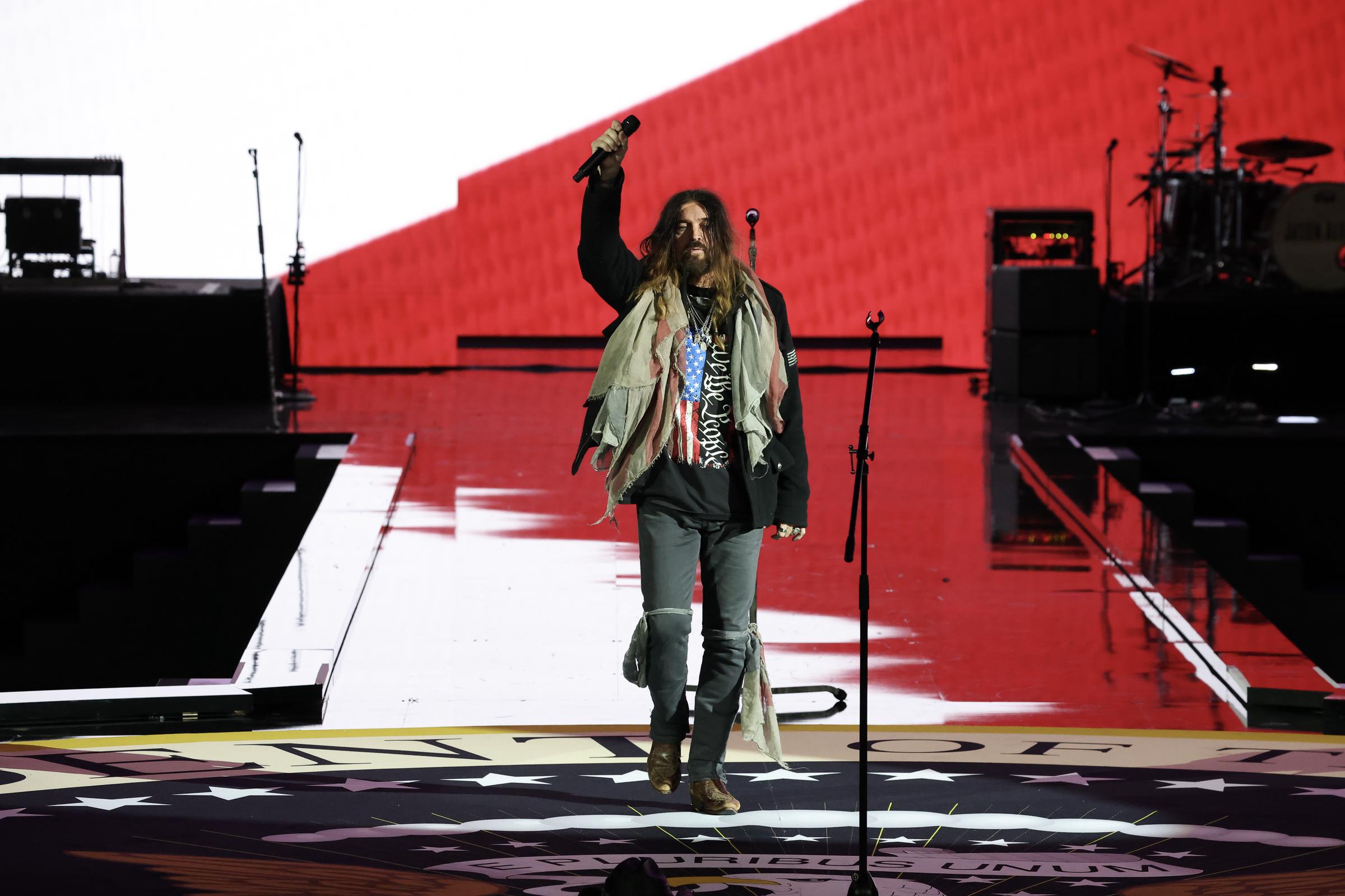 Billy Ray Cyrus during his performance of "Old Town Road." | Source: Getty Images