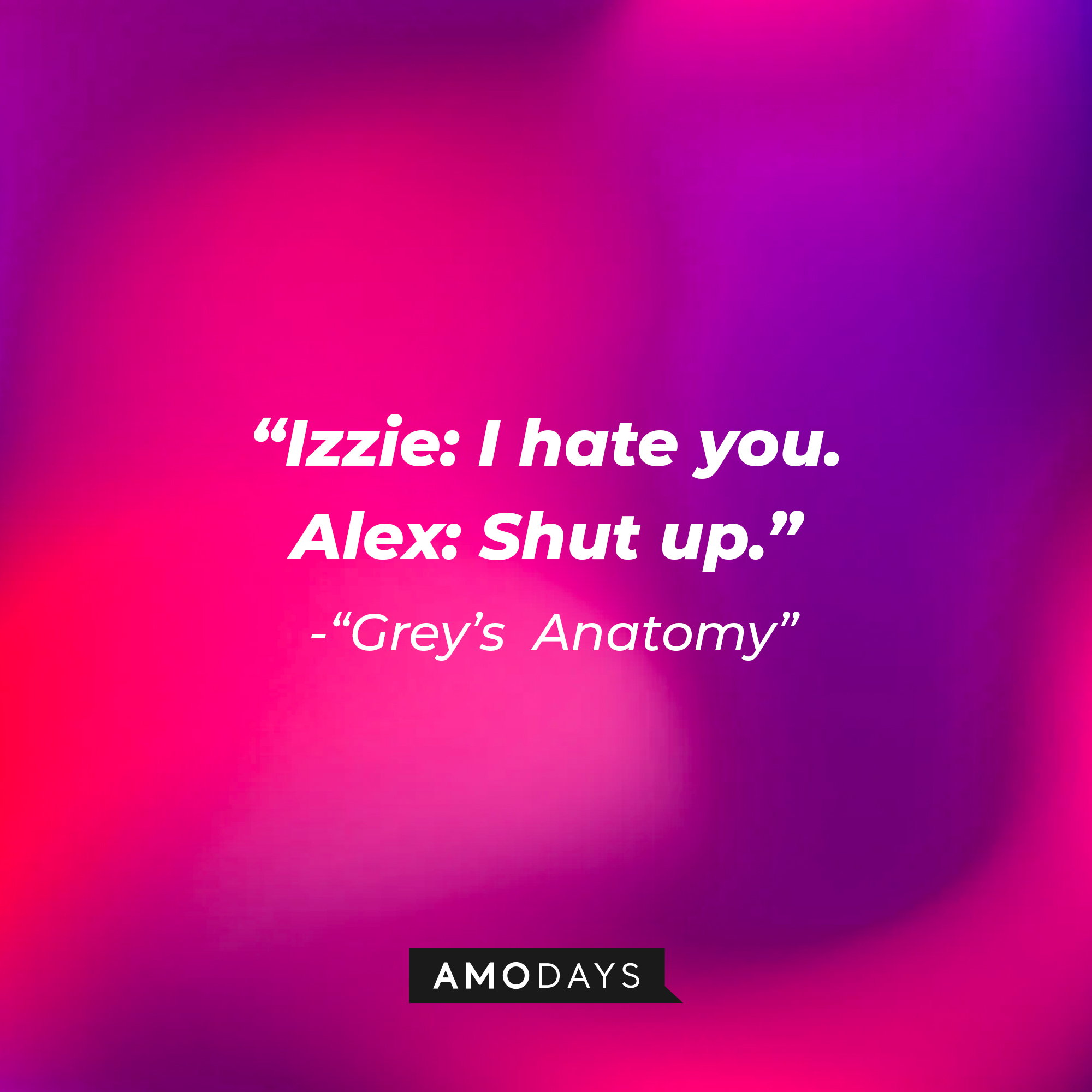 Izzie Stevens's quote: "I hate you." Alex: "Shut up." | Image: Amodays