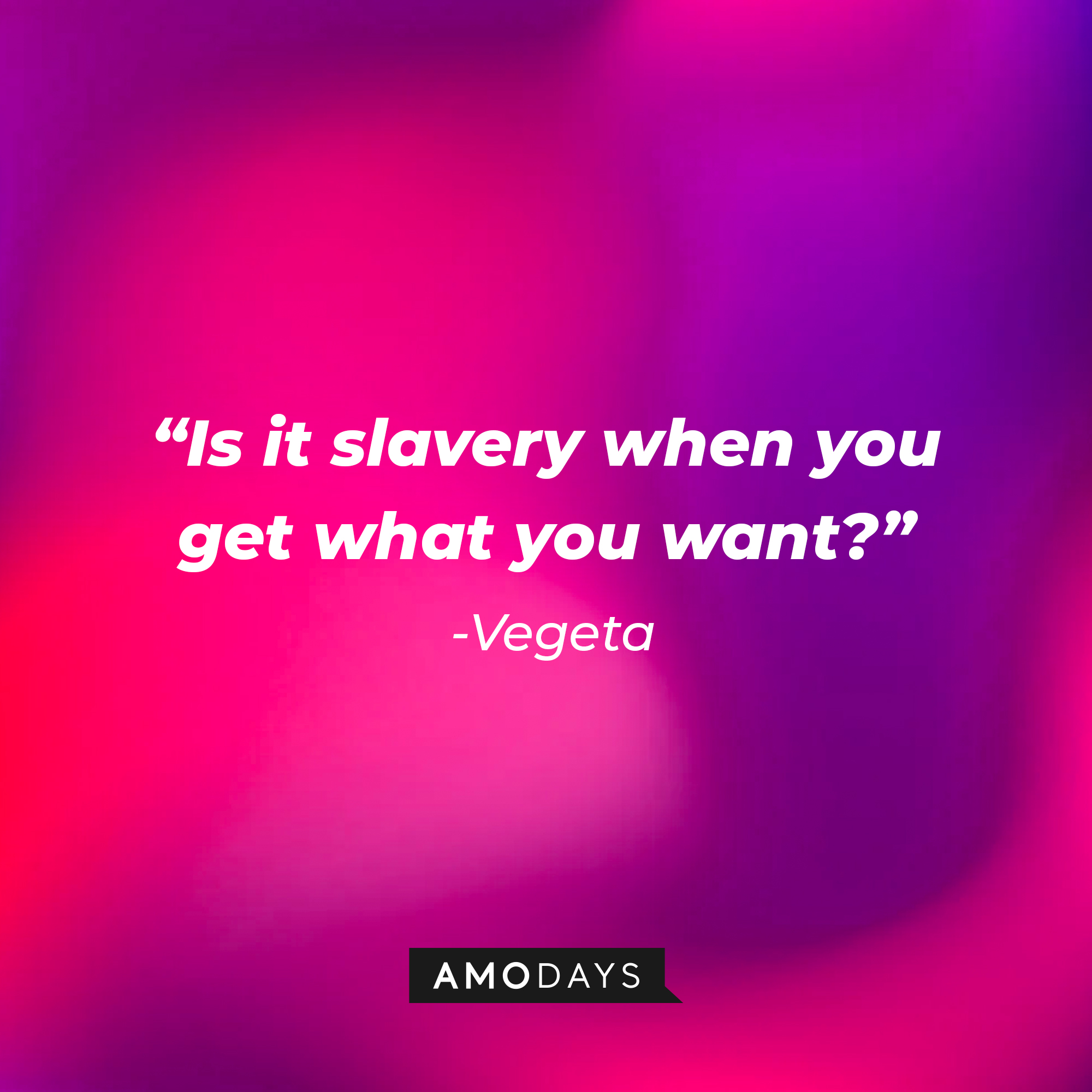 Vegeta’s quote: “Is it slavery when you get what you want?” | Source: AmoDays