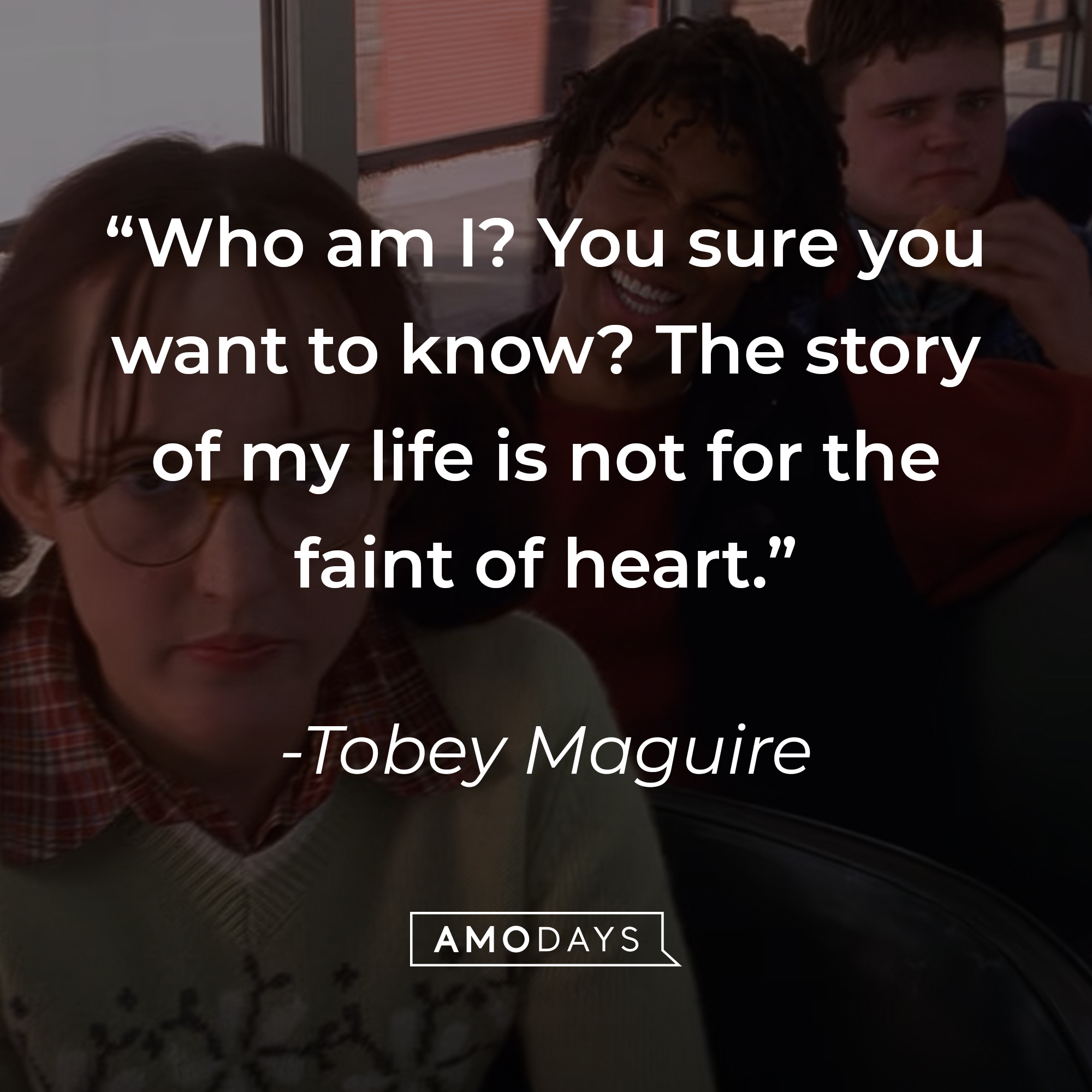 Tobey Maguire's quote: “Who am I? You sure you want to know? The story of my life is not for the faint of heart.” | Source: youtube.com/sonypictures