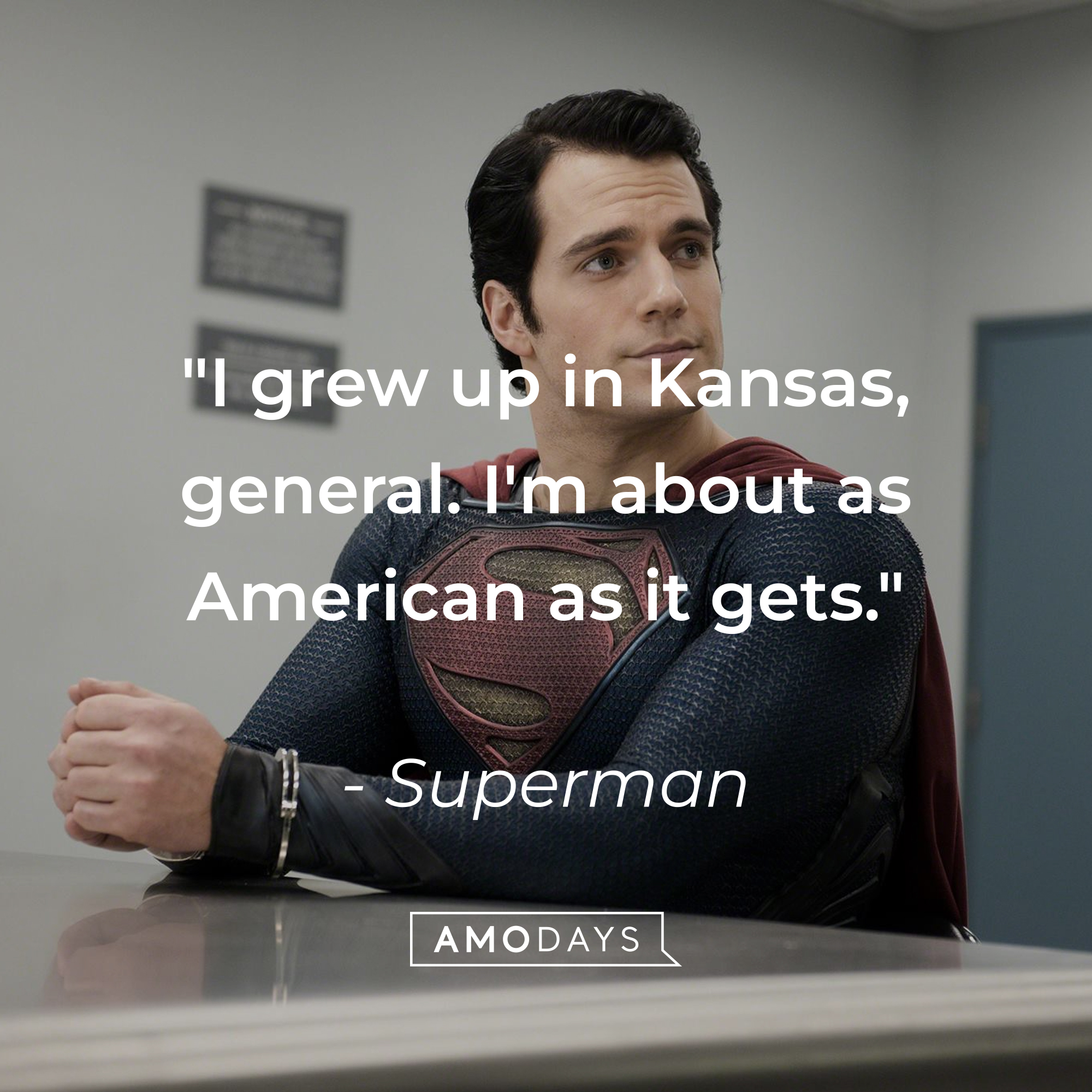 Superman’s quote: "I grew up in Kansas, general. I'm about as American as it gets." | Source: Facebook/manofsteel