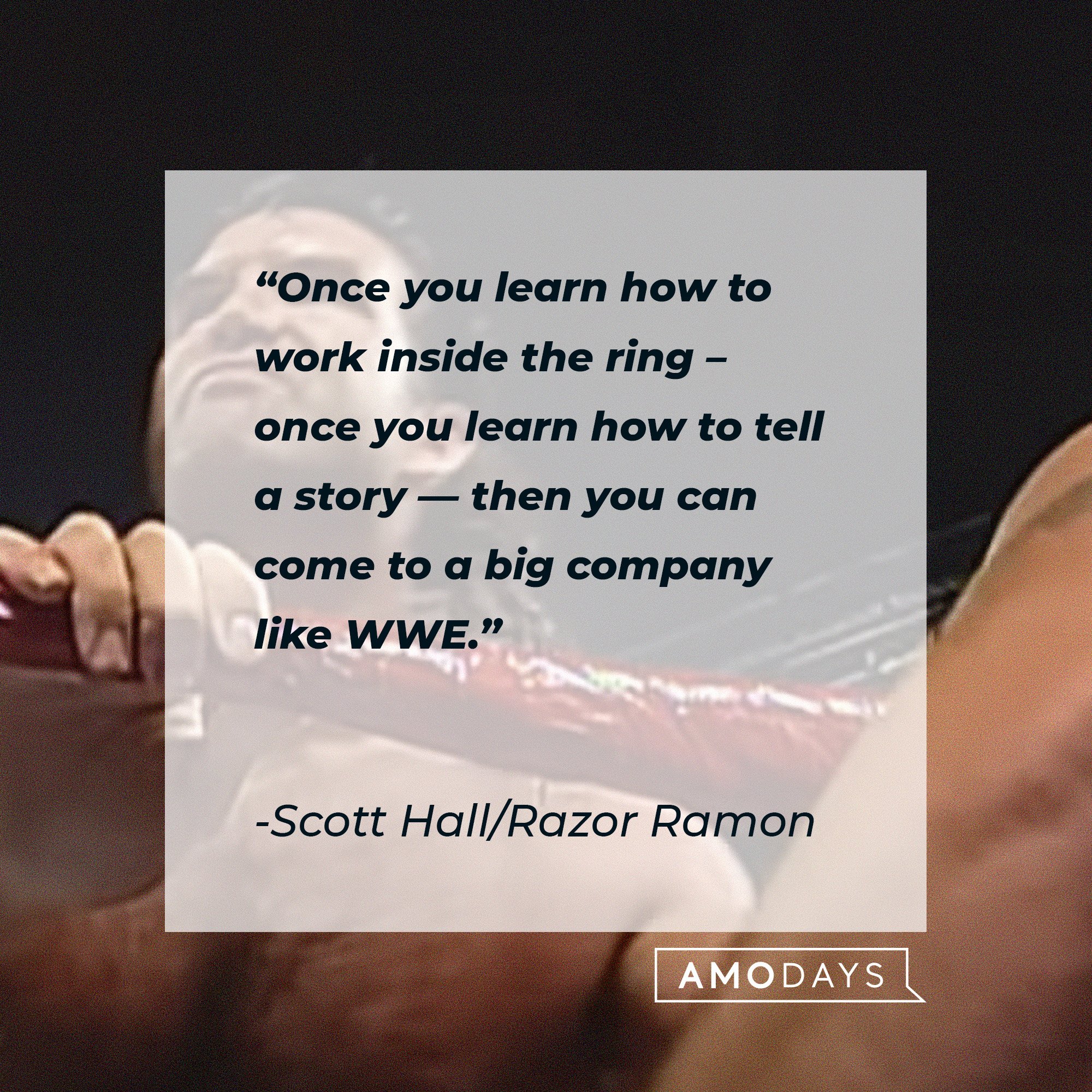 Scott Hall/Razor Ramon’s quote: "Once you learn how to work inside the ring – once you learn how to tell a story – then you can come to a big company like the WWE” | Image: AmoDays