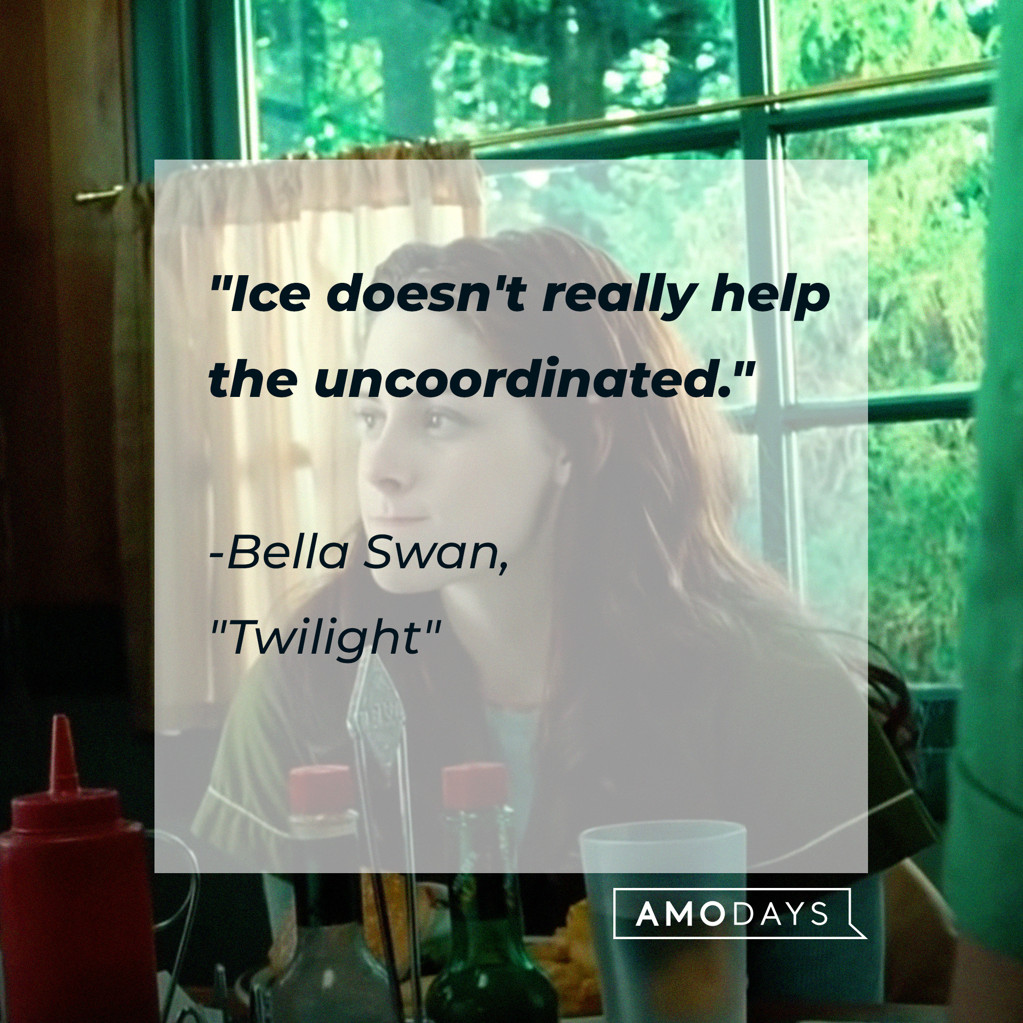Bella Swan with her quote: "Ice doesn't really help the uncoordinated." | Source: Facebook.com/twilight