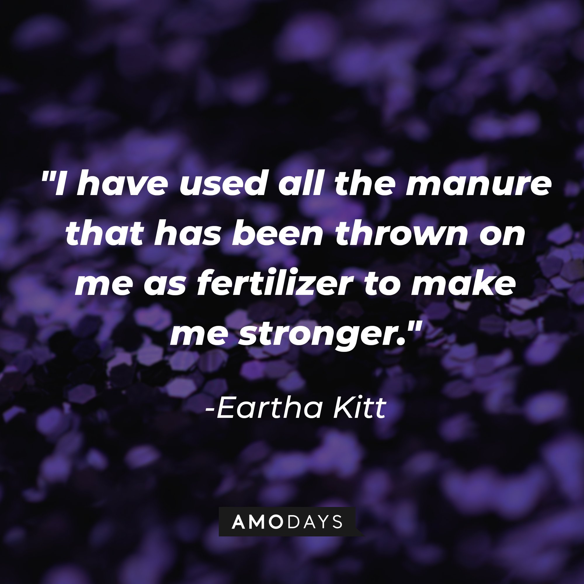 Eartha Kitt’s quote: "I have used all the manure that has been thrown on me as fertilizer to make me stronger." | Image: AmoDays