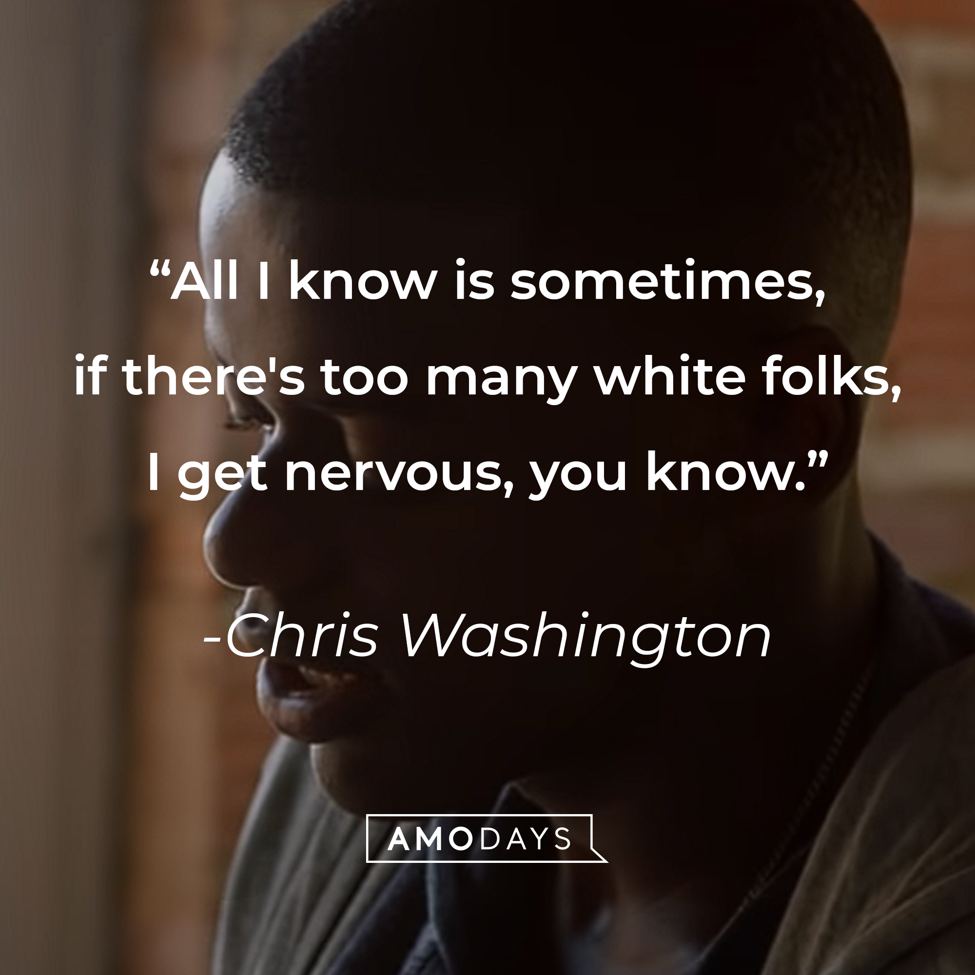 An image of Chris Washington with his quote: “All I know is sometimes, if there's too many white folks, I get nervous, you know.” | Source: youtube.com/UniversalpicturesIta