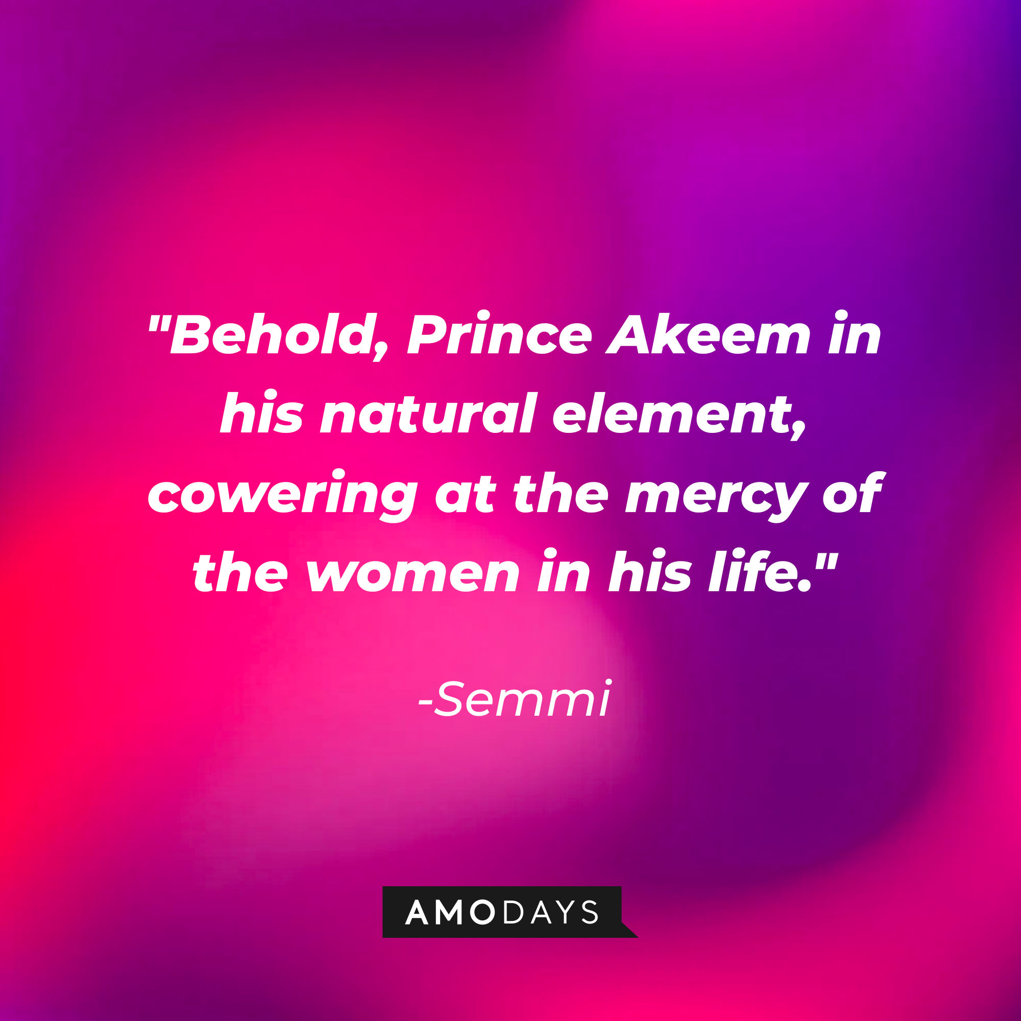 Semmi’s quote: "Behold, Prince Akeem in his natural element, cowering at the mercy of the women in his life." | Source: AmoDays
