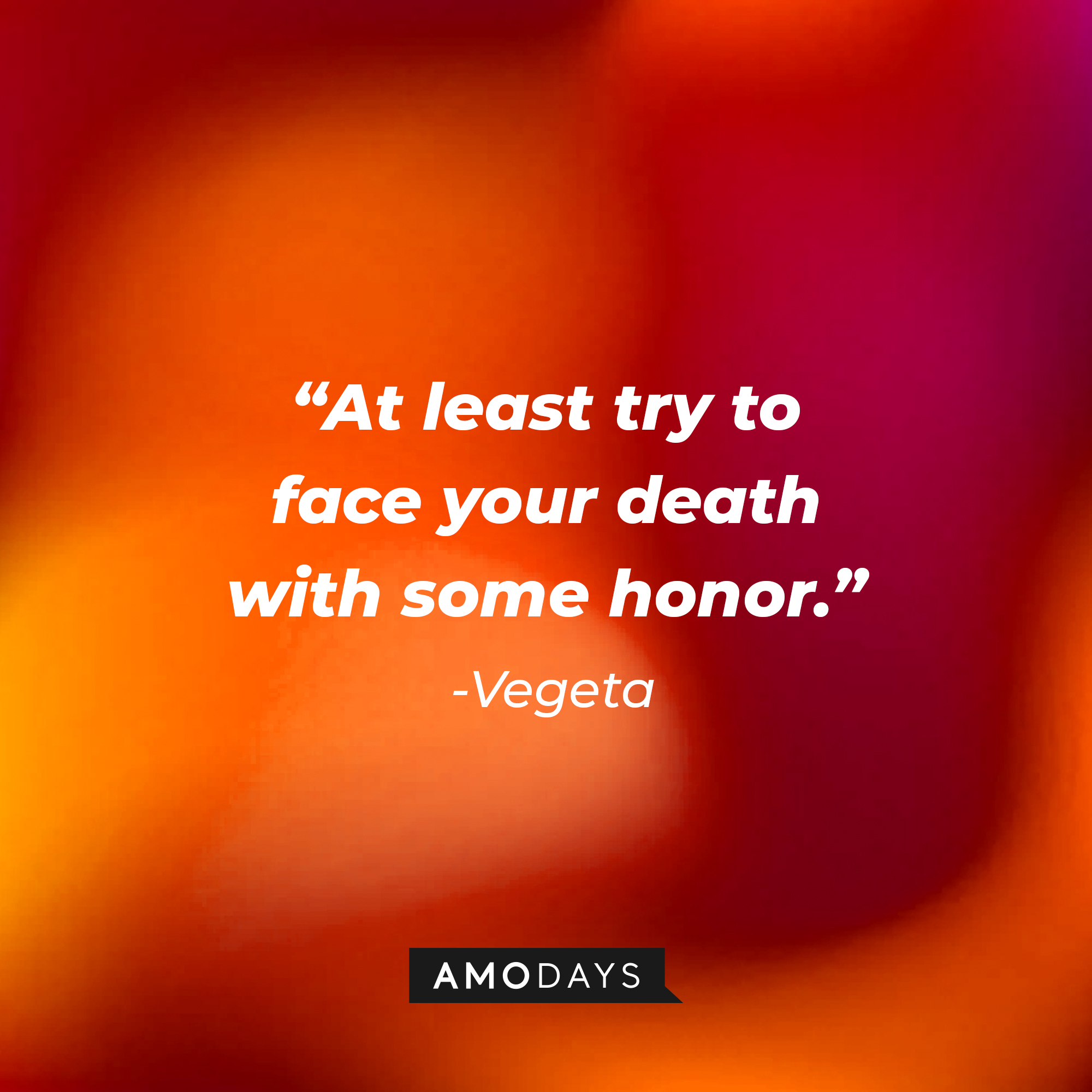 Vegeta’s quote:  “At least try to face your death with some honor.”  | Source: AmoDays