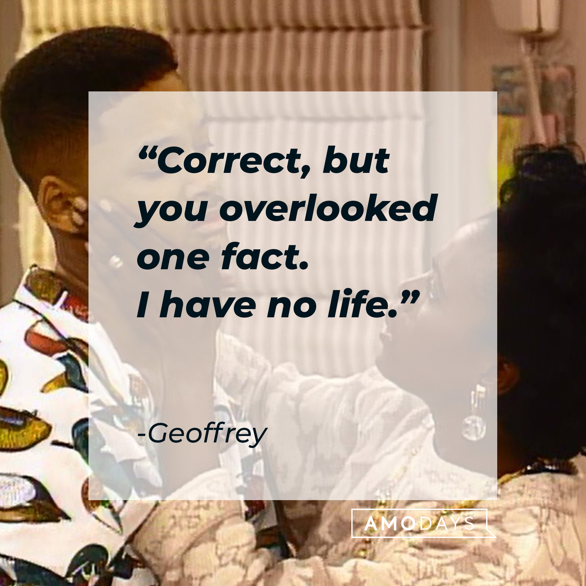 A picture of Will with Geoffrey’s quote: "Correct, but you overlooked one fact. I have no life." | Source: facebook.com/TheFreshPrinceofBelAir