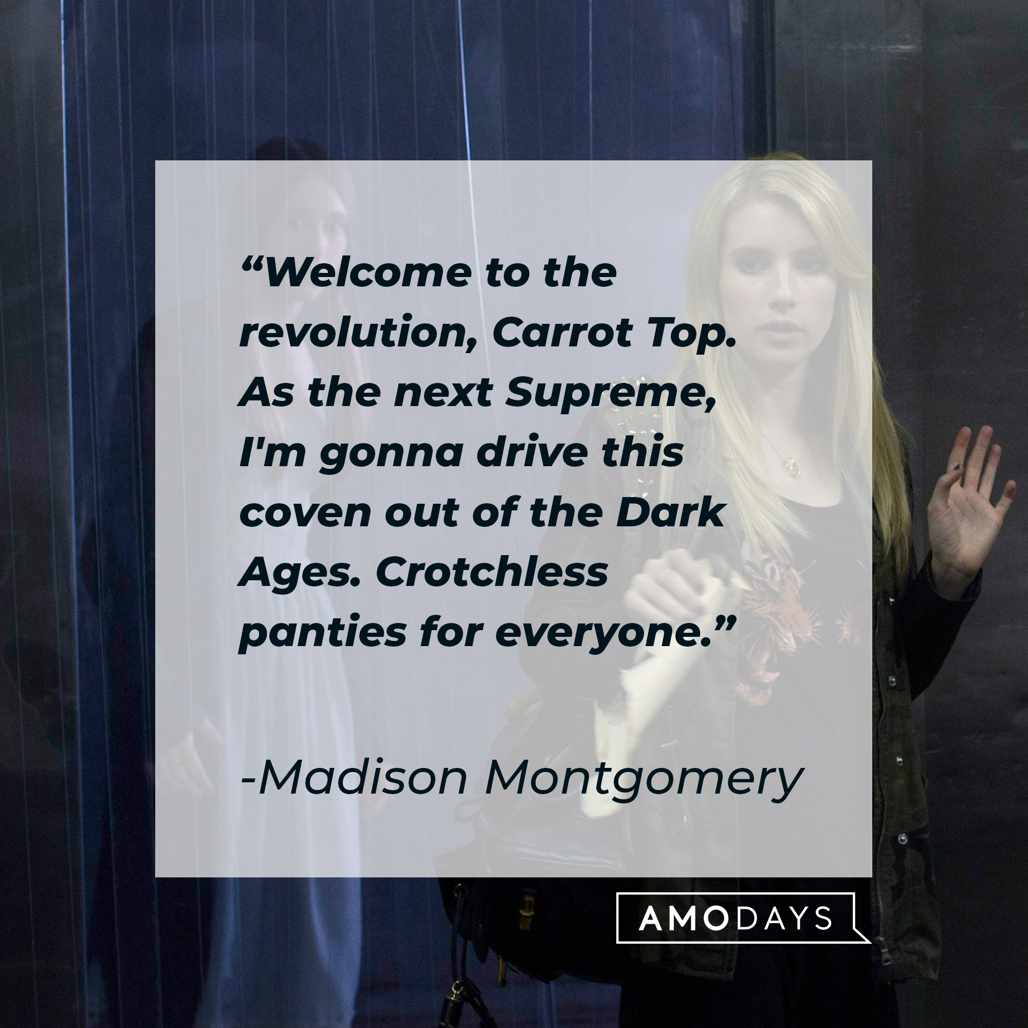 Madison's quote: "Welcome to the revolution, Carrot Top. As the next Supreme, I'm gonna drive this coven out of the Dark Ages. Crotchless panties for everyone." | Source: facebook.com/americanhorrorstory