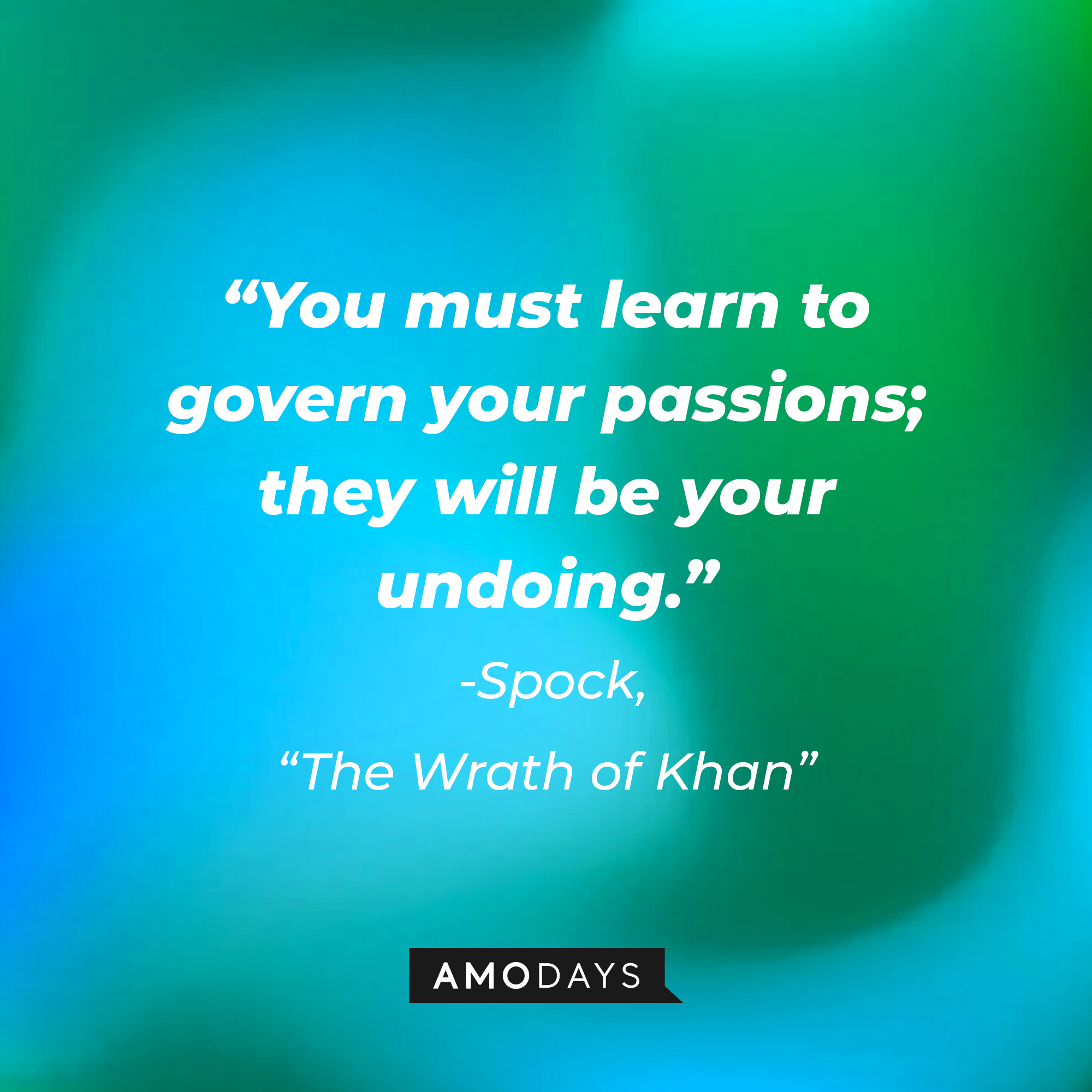 A photo with the quote, "You must learn to govern your passions; they will be your undoing." | Source: Amodays