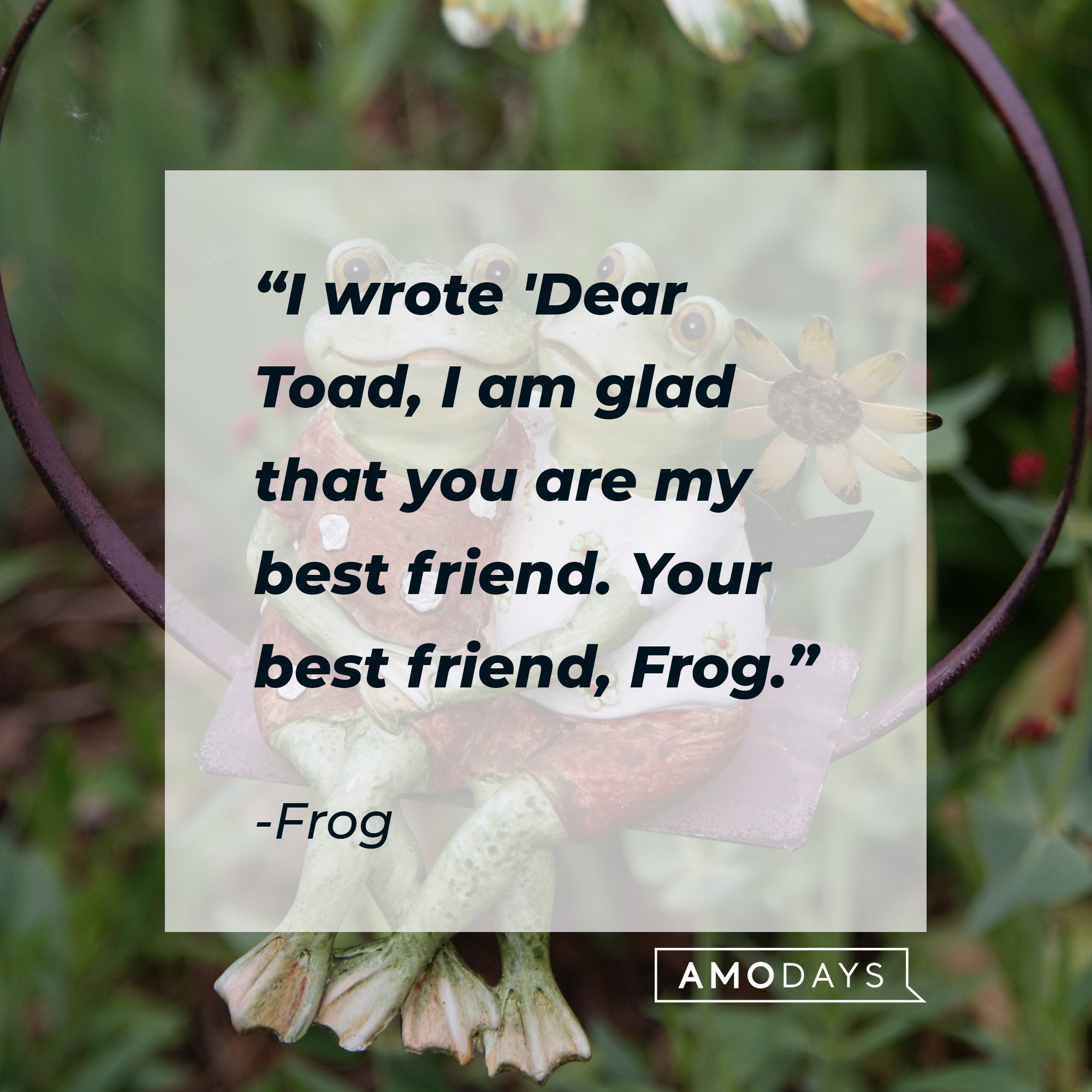 Frog's quote: "I wrote 'Dear Toad, I am glad that you are my best friend. Your best friend, Frog.'" | Image: AmoDays