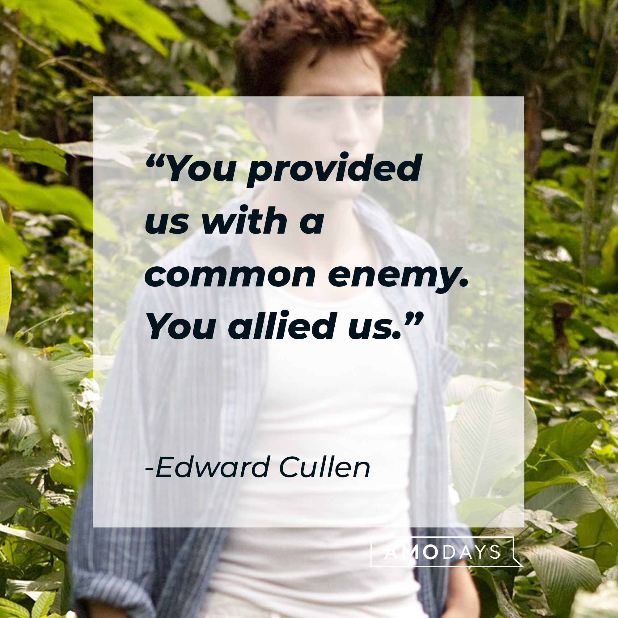 An image of Edward Cullen with his quote: “You provided us with a common enemy. You allied us.” | Source: Facebook.com/twilight