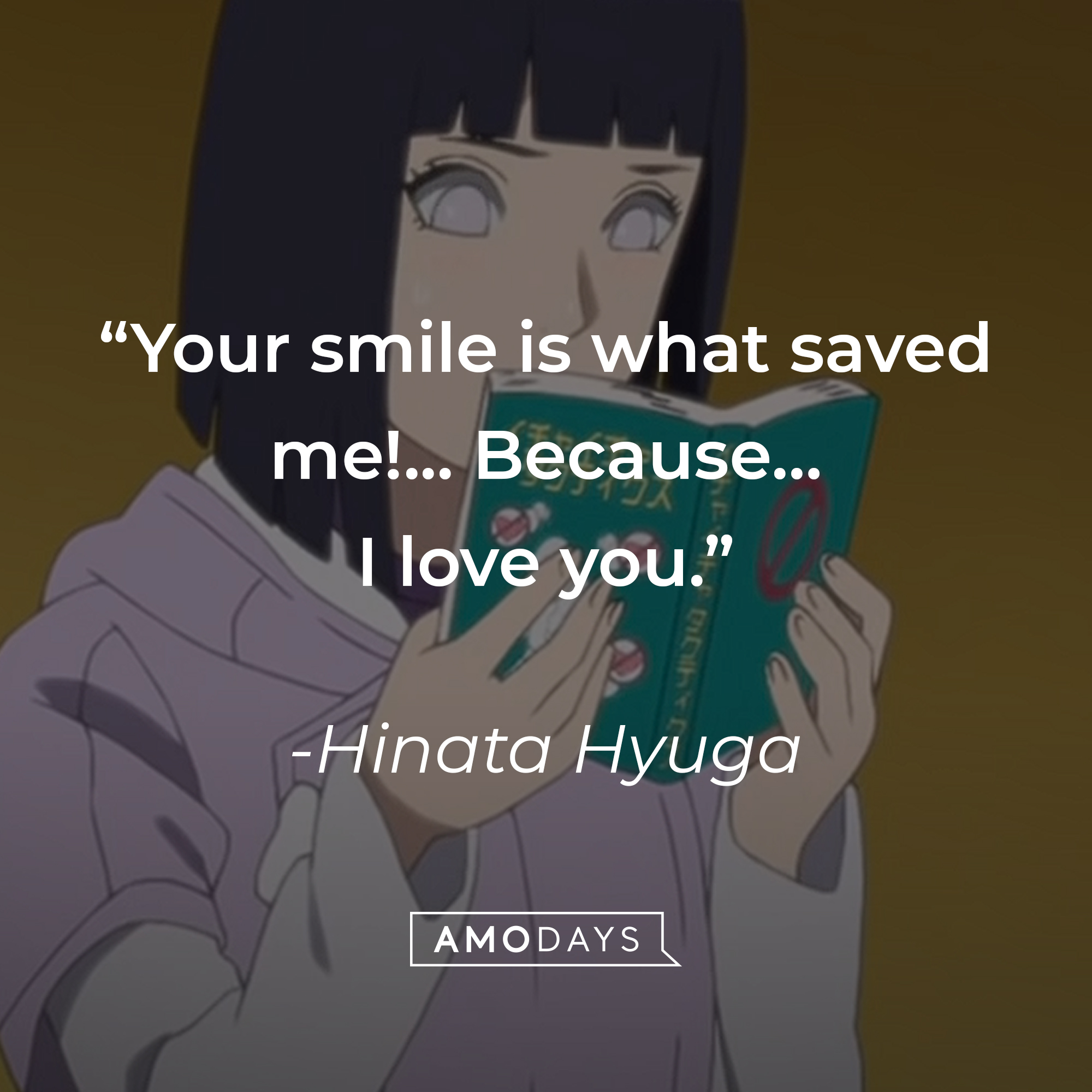 Hinata Hyuga with her quote: “Your smile is what saved me!...! Because… I love you.” | Source: youtube.com/CrunchyrollCollection