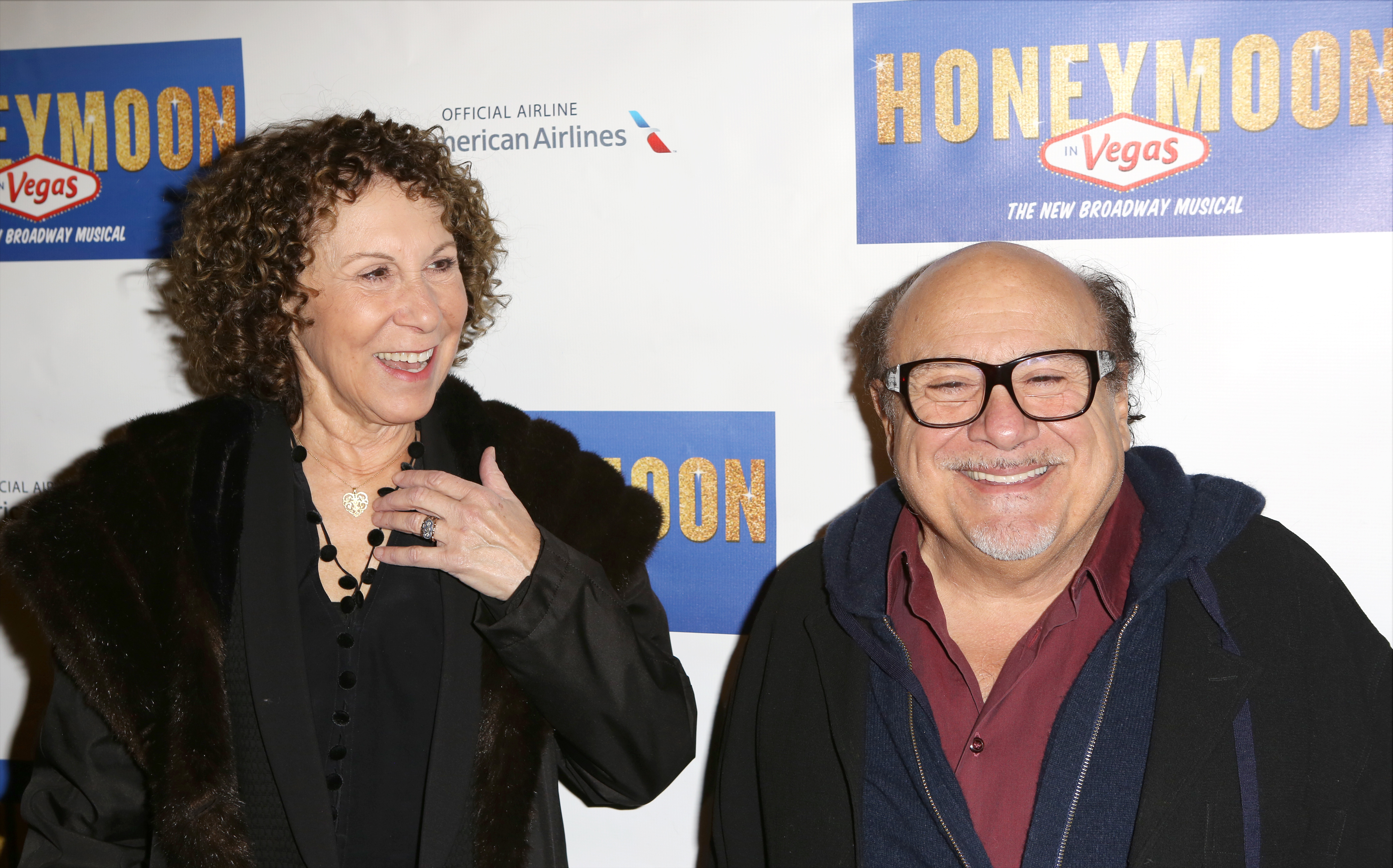 Rhea Pearlman and Danny Devito attends the Broadway opening night of 'Honeymoon in Vegas' at the Nederlander Theatre, on January 15, 2014, in New York City. | Source: Getty Images