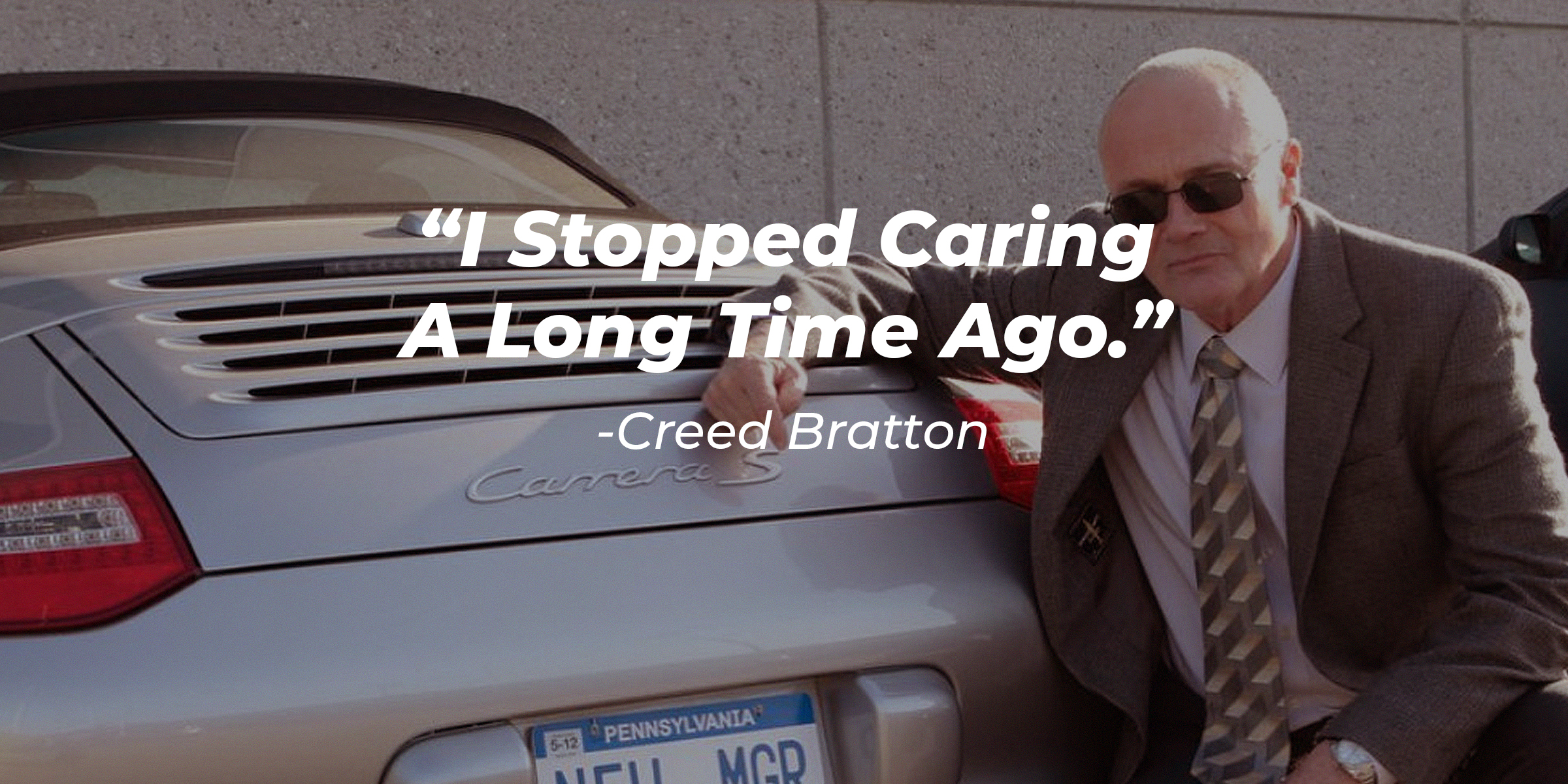 Creed Bratton with his quote: "I Stopped Caring A Long Time Ago." | Source: facebook.com/TheOfficeTV
