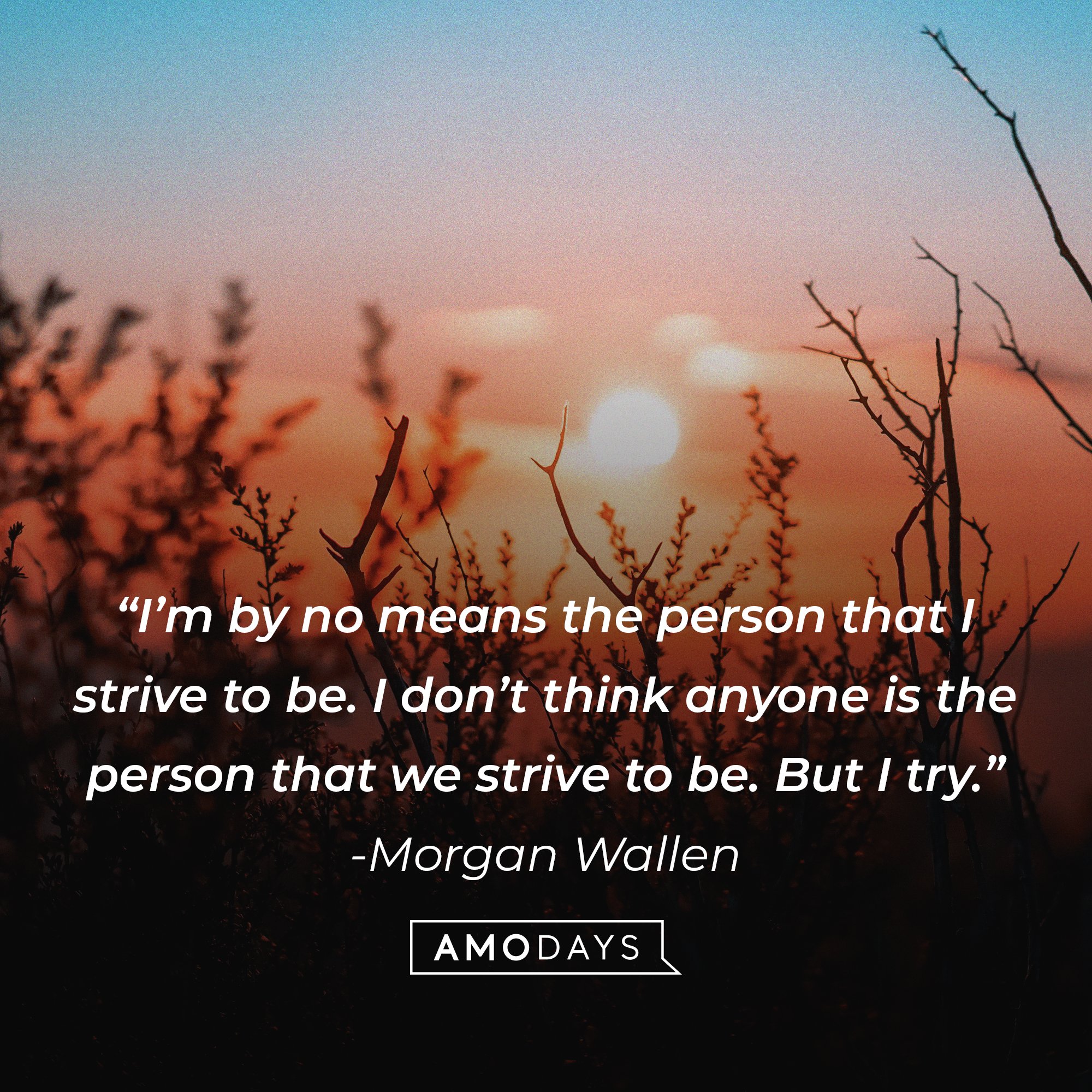  Morgan Wallen’s quote: “I’m by no means the person that I strive to be. I don’t think anyone is the person that we strive to be. But I try.” | Image: AmoDays