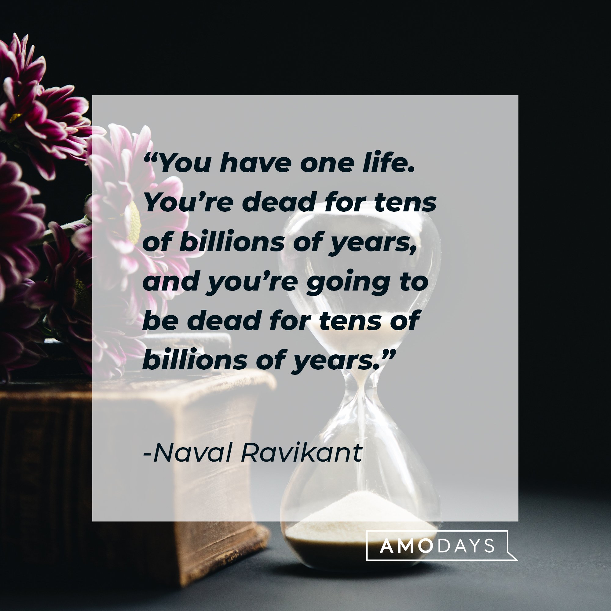 Naval Ravikant's quote: "You have one life. You’re dead for tens of billions of years, and you’re going to be dead for tens of billions of years." | Image: AmoDays