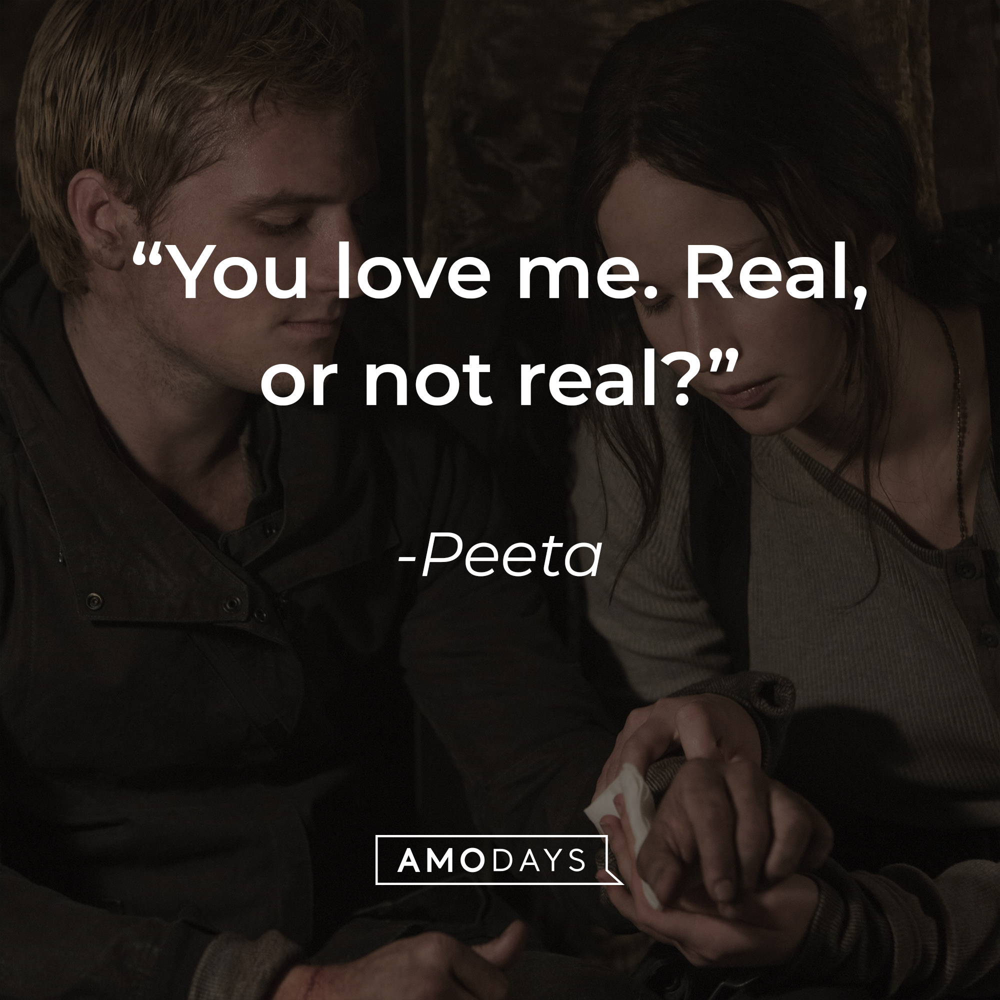 Peeta's quote: "You love me. Real, or not real?" | Source: facebook.com/TheHungerGamesMovie