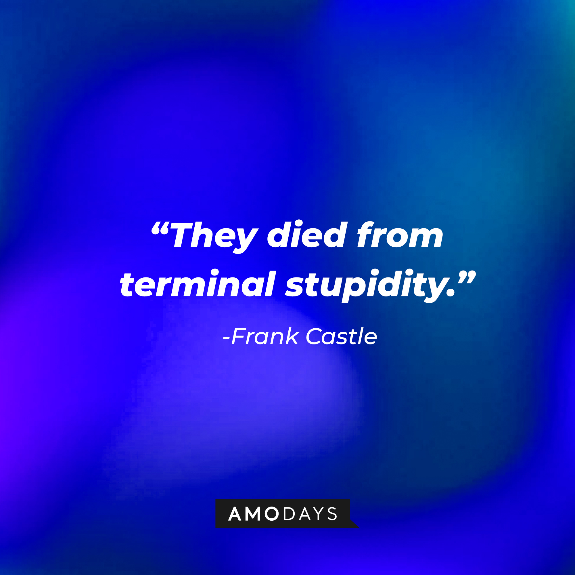 Frank Castle’s quote: “They died from terminal stupidity.” | Source: AmoDays
