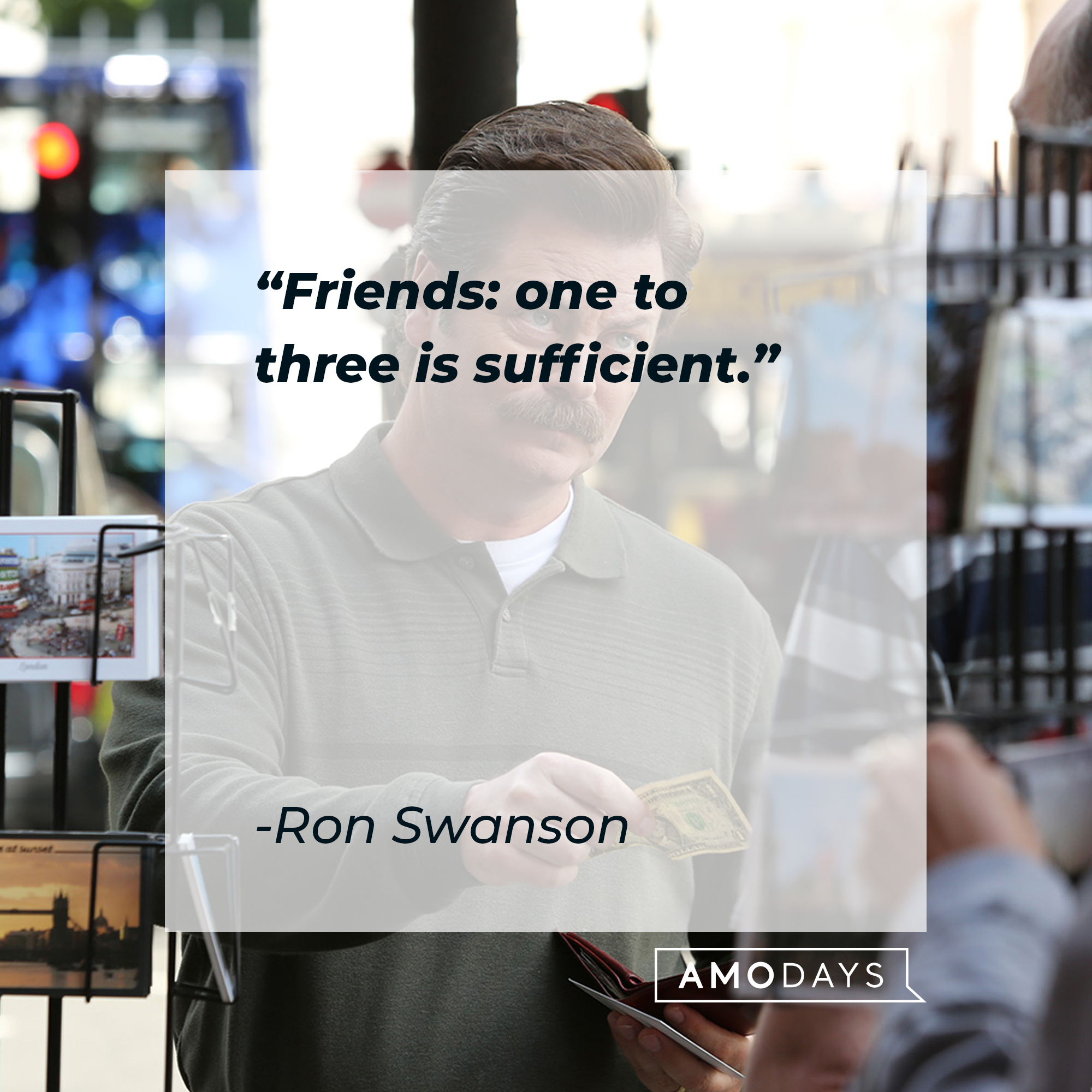 Ron Swanson’s quote: "Friends: one to three is sufficient." | Image: Facebook.com/parksandrecreation