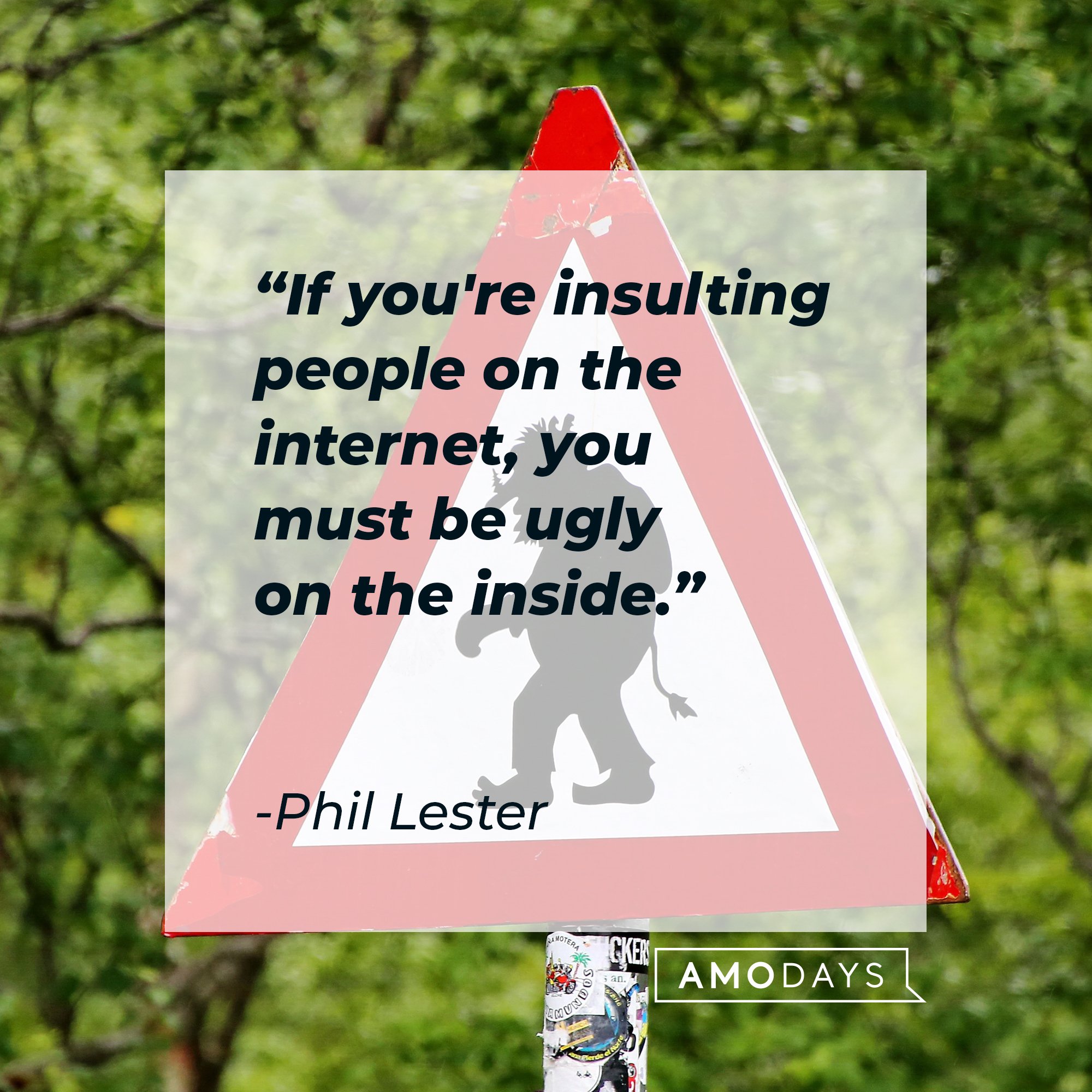 Phil Lester's quote: "If you're insulting people on the internet, you must be ugly on the inside." | Image: AmoDays