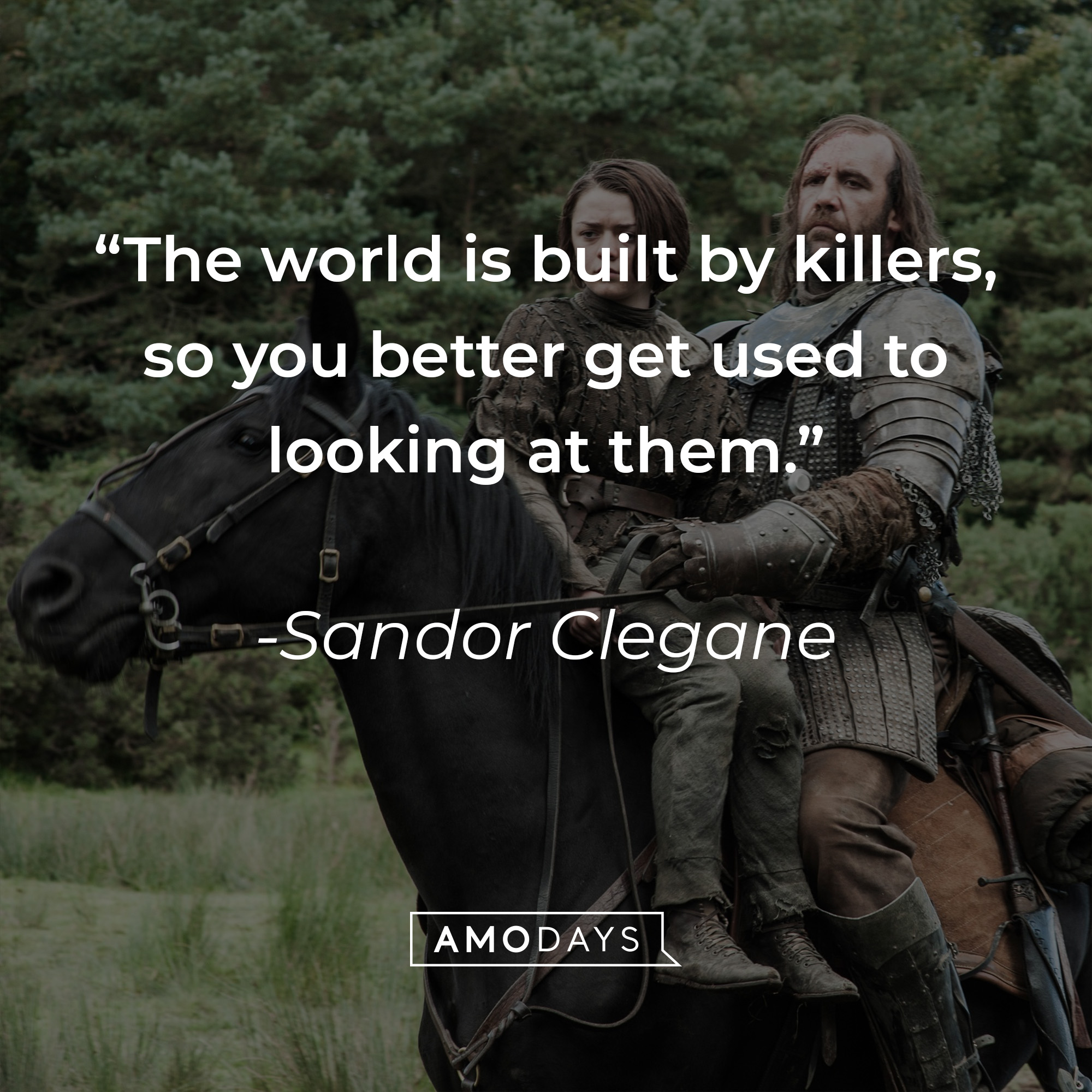 Sandor Clegane's quote: "The world is built by killers, so you better get used to looking at them." | Source: facebook.com/GameOfThrones