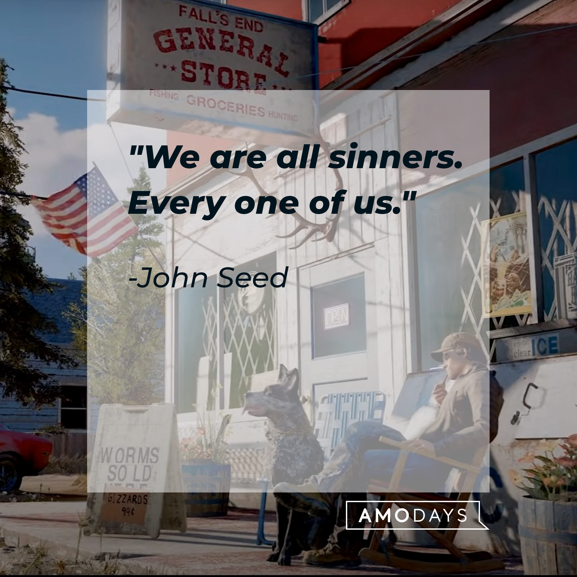 An image of "Far Cry 5" with John Seed's quote: "We are all sinners. Every one of us." | Source: youtube.com/Ubisoft North America