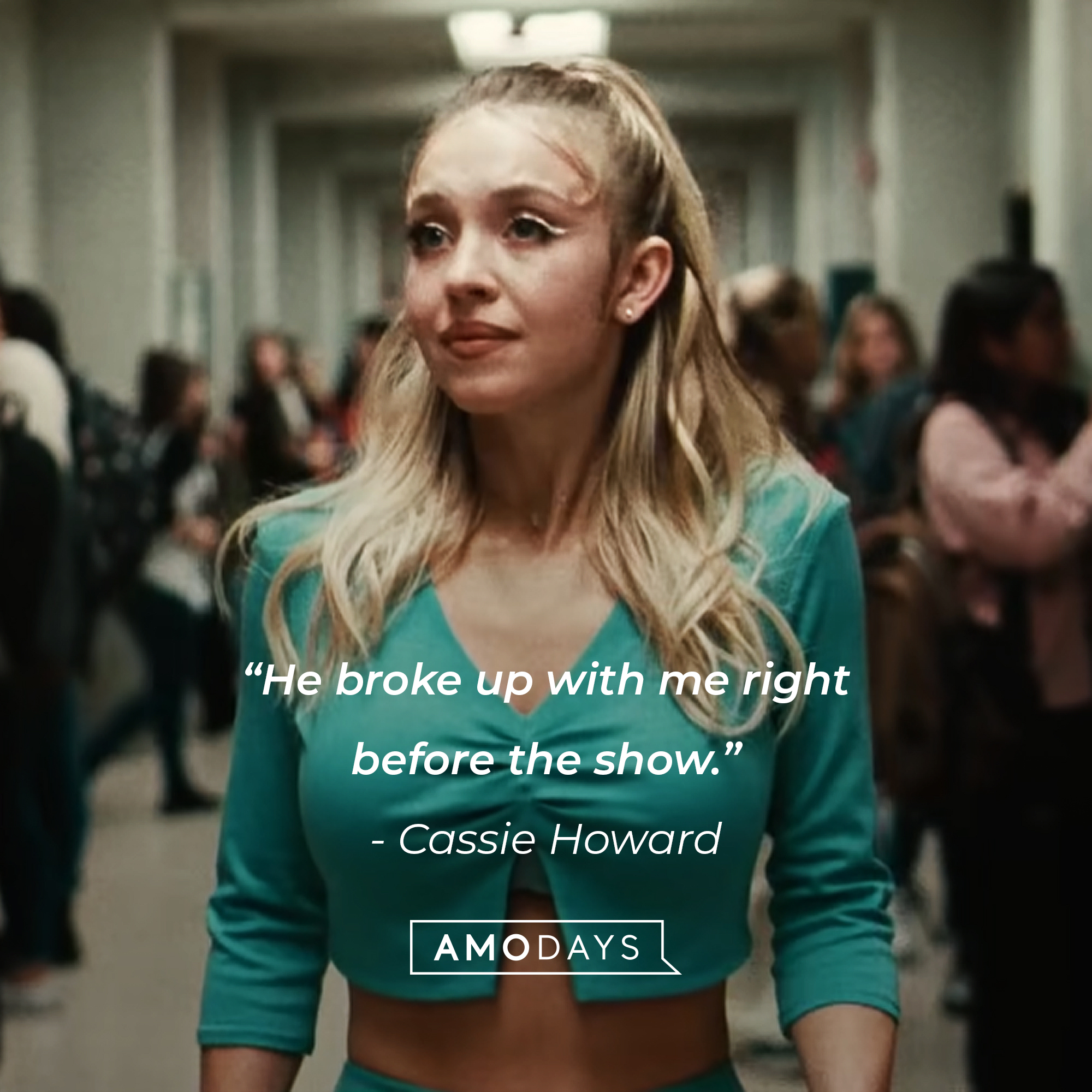 An image of Cassie Howard,  with her quote: “He broke up with me right before the show.” | Source: HBO