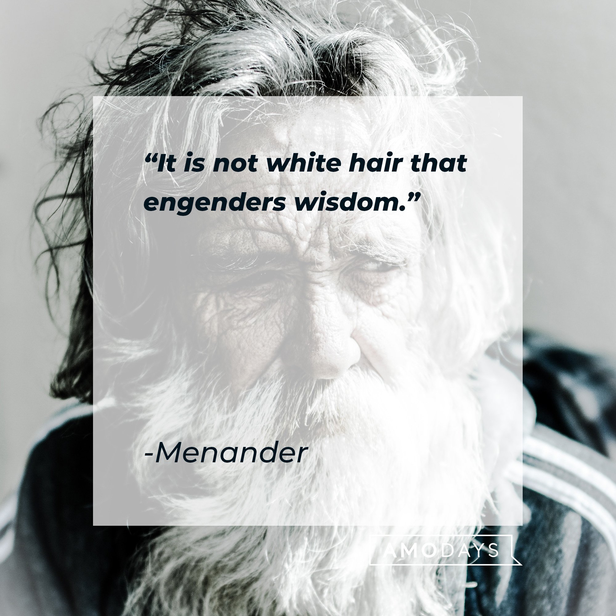 Menander’s quote: "It is not white hair that engenders wisdom." | Image: AmoDays