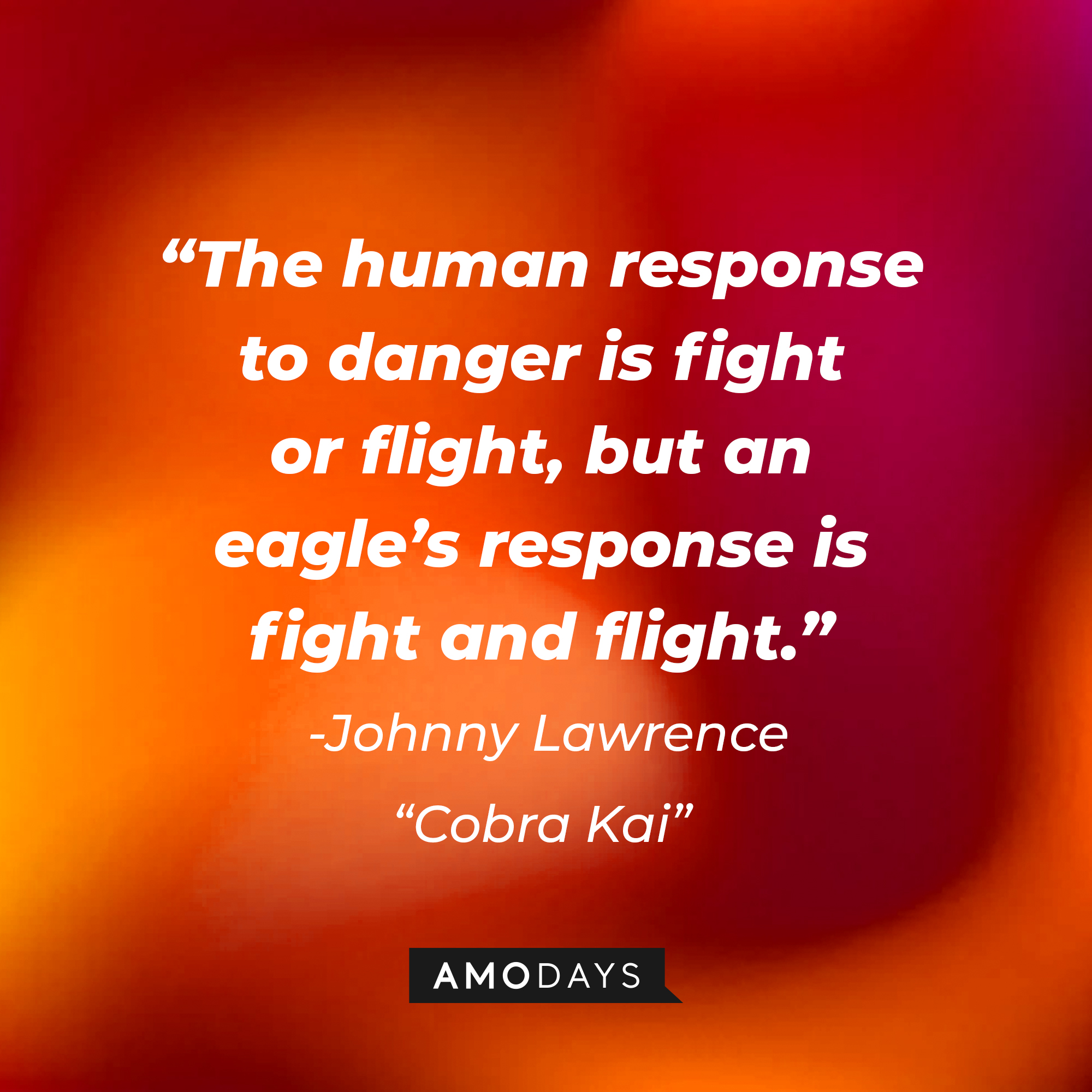 Johnny Lawrence's quote from "Cobra Kai:" “The human response to danger is fight or flight, but an eagle’s response is fight and flight.” | Source: AmoDays