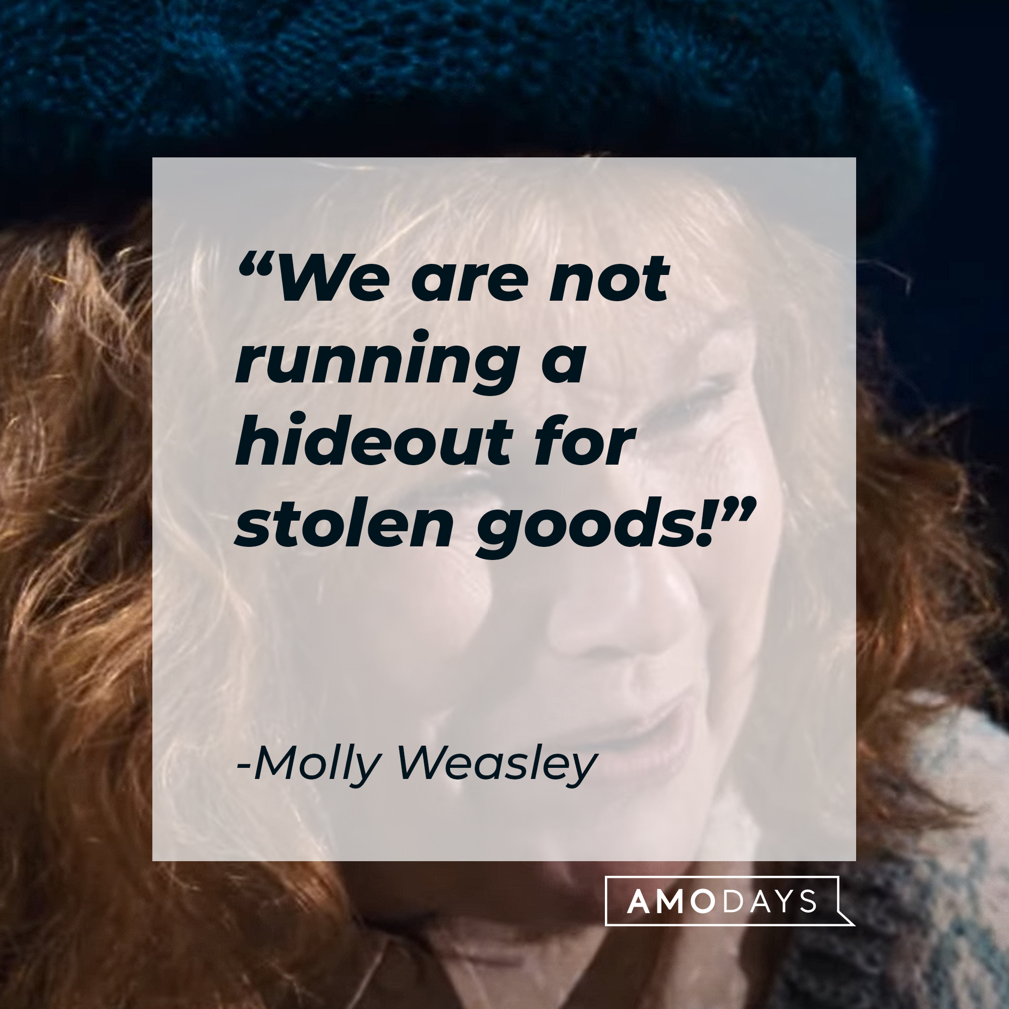 Molly Weasley's quote: "We are not running a hideout for stolen goods!" | Source: Youtube.com/harrypotter