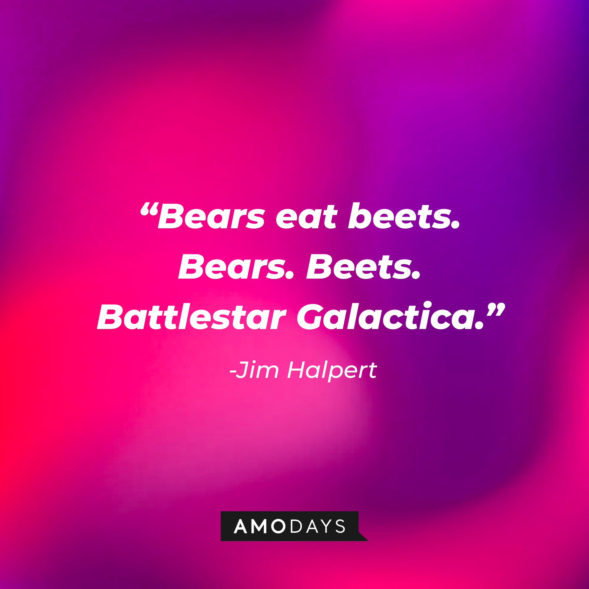 Jim Halpert’s quote: “Bears eat beets. Bears. Beets. Battlestar Galactica.” | Source: AmoDays
