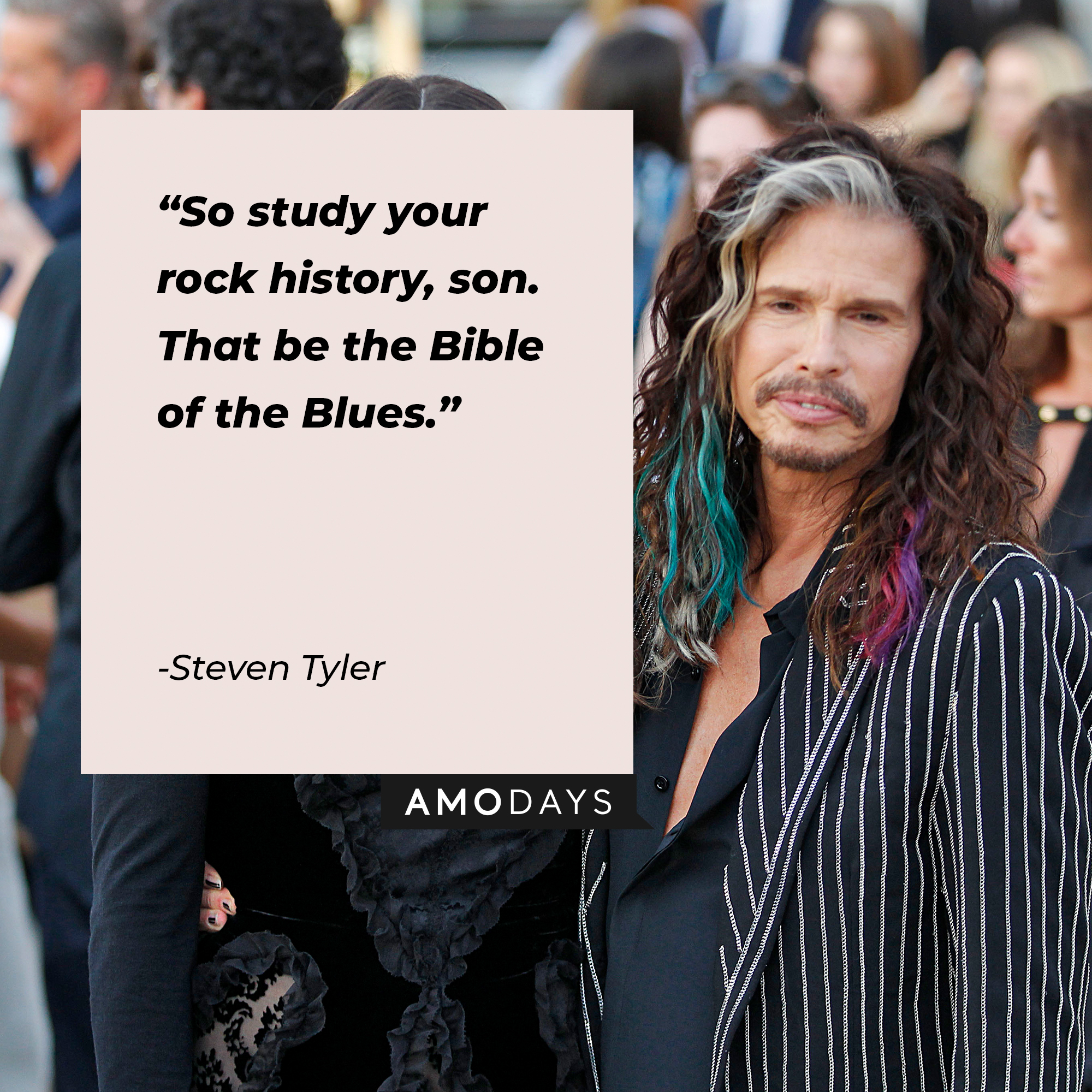 Steven Tyler's quote: "So study your rock history, son. That be the Bible of the Blues." | Source: Getty Images