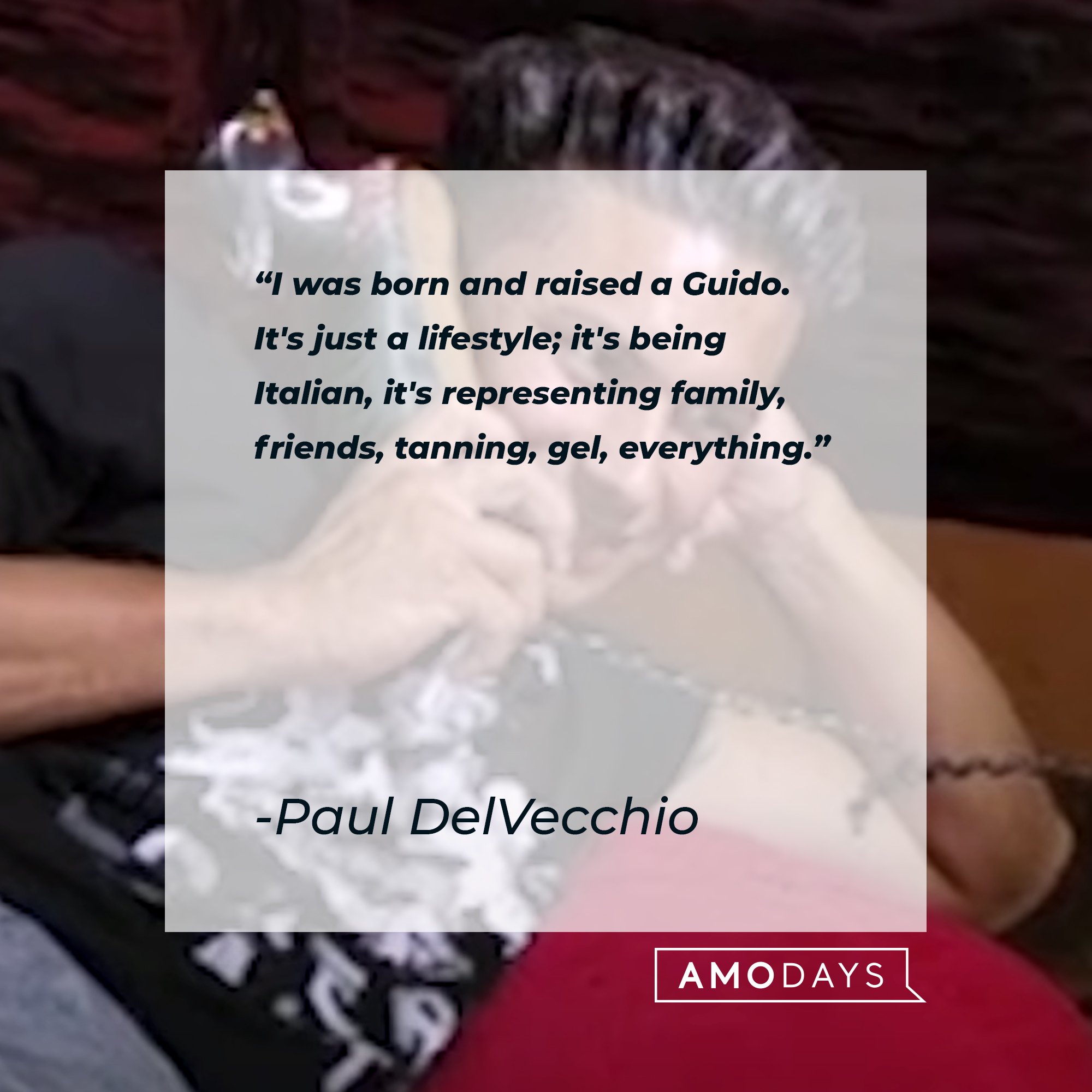 Paul DelVecchio‘s quote: "I was born and raised a Guido. It's just a lifestyle; it's being Italian; it's representing family, friends, tanning, gel, everything." | Image: AmoDays