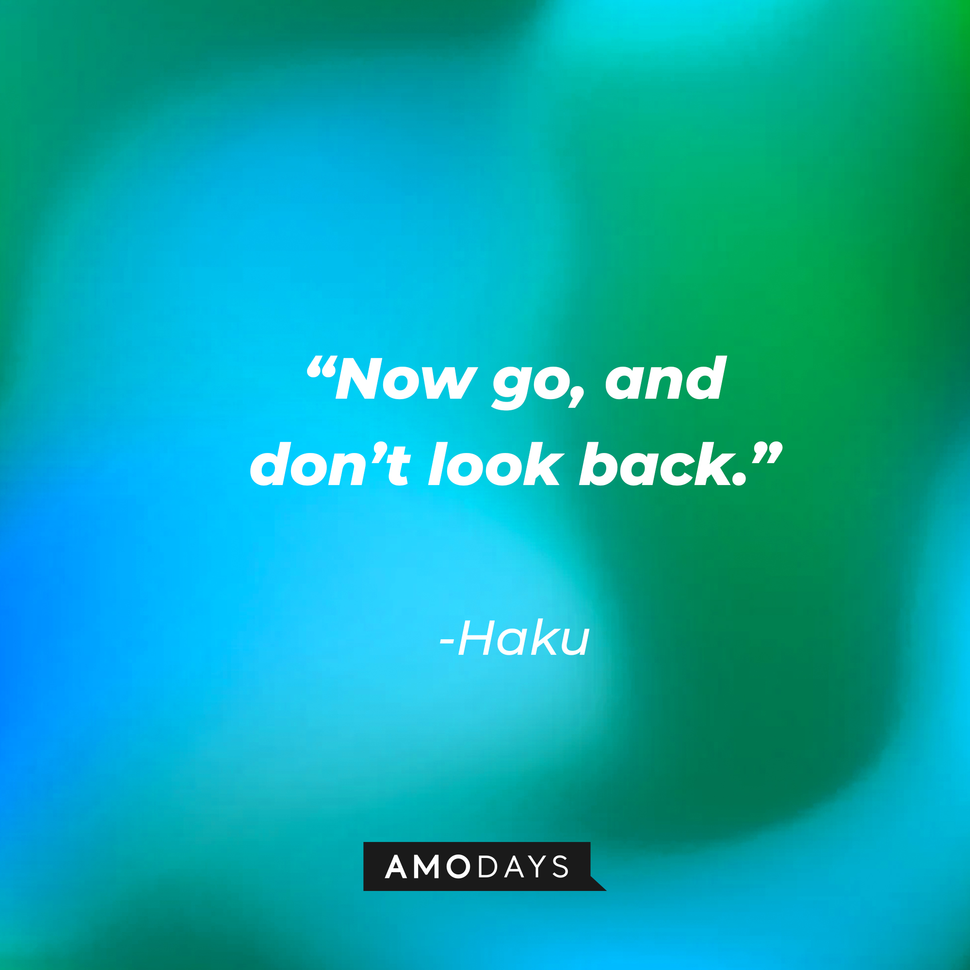 Haku’s quote: “Now go, and don’t look back.” | Source: AmoDays