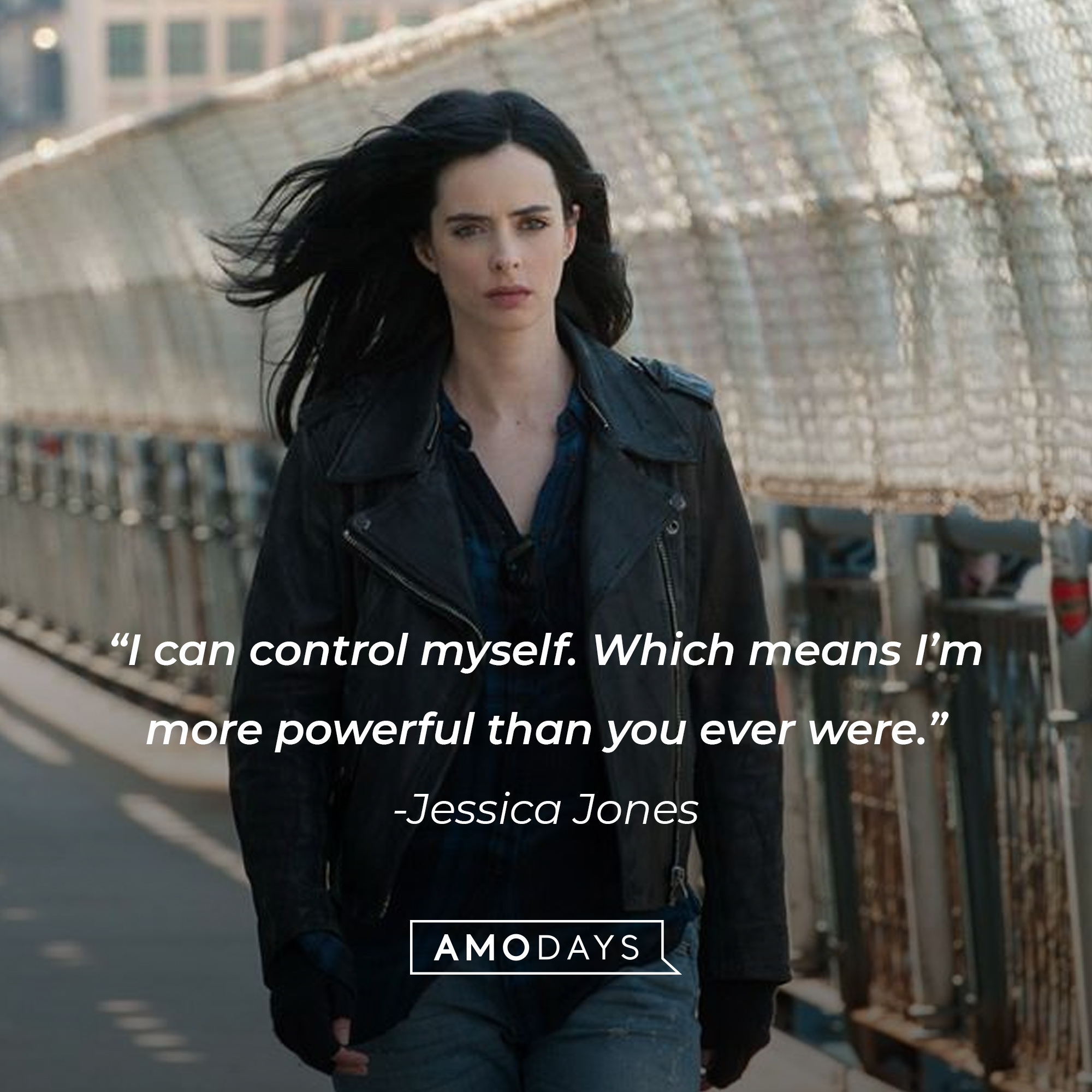 An image of Jessica Jones with her quote: “I can control myself. Which means I’m more powerful than you ever were.”┃Source:facebook.com/JessicaJonesLat