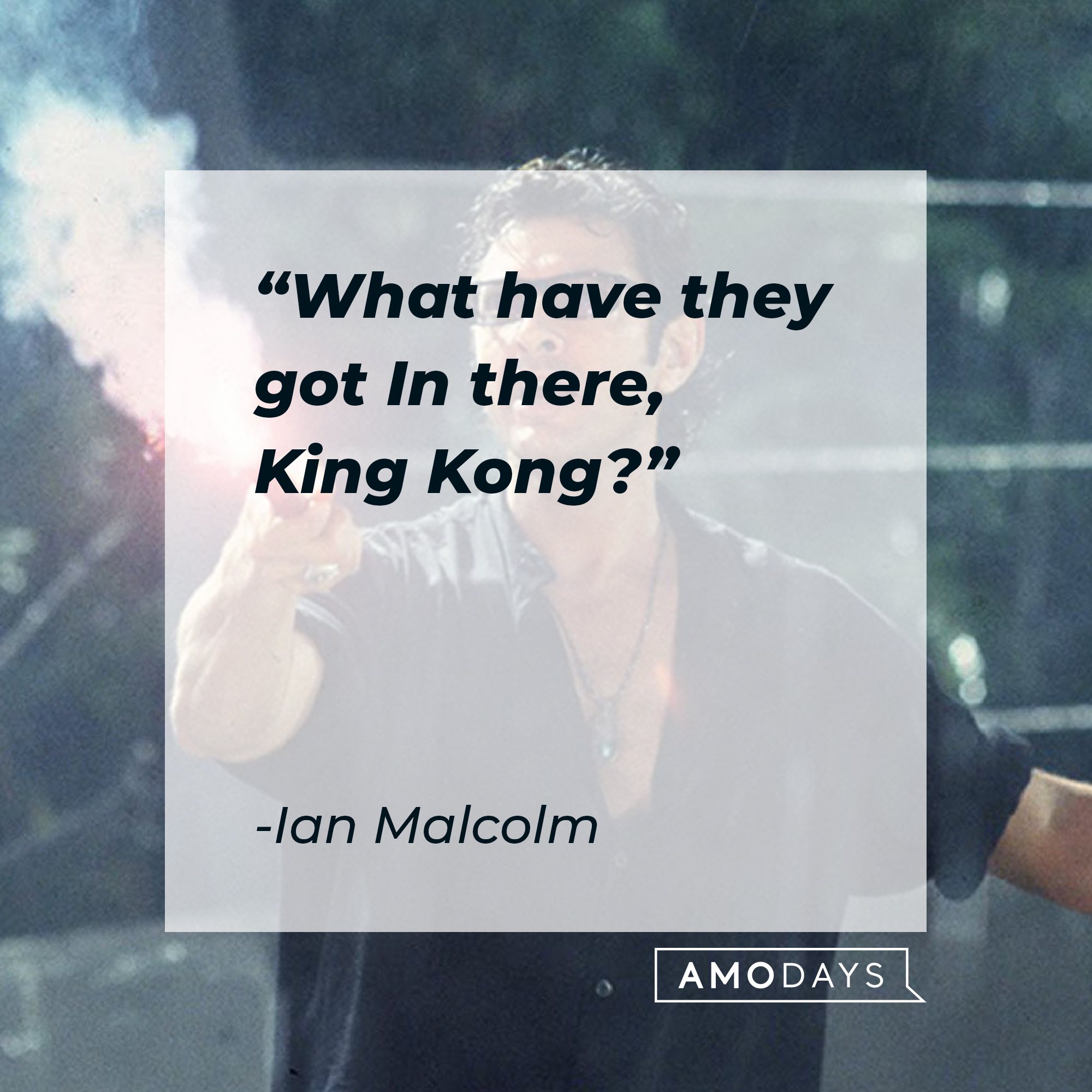 An image of Ian Malcolm with his quote: "What have they got In there, King Kong?" | Source: Facebook.com/JurassicWorld